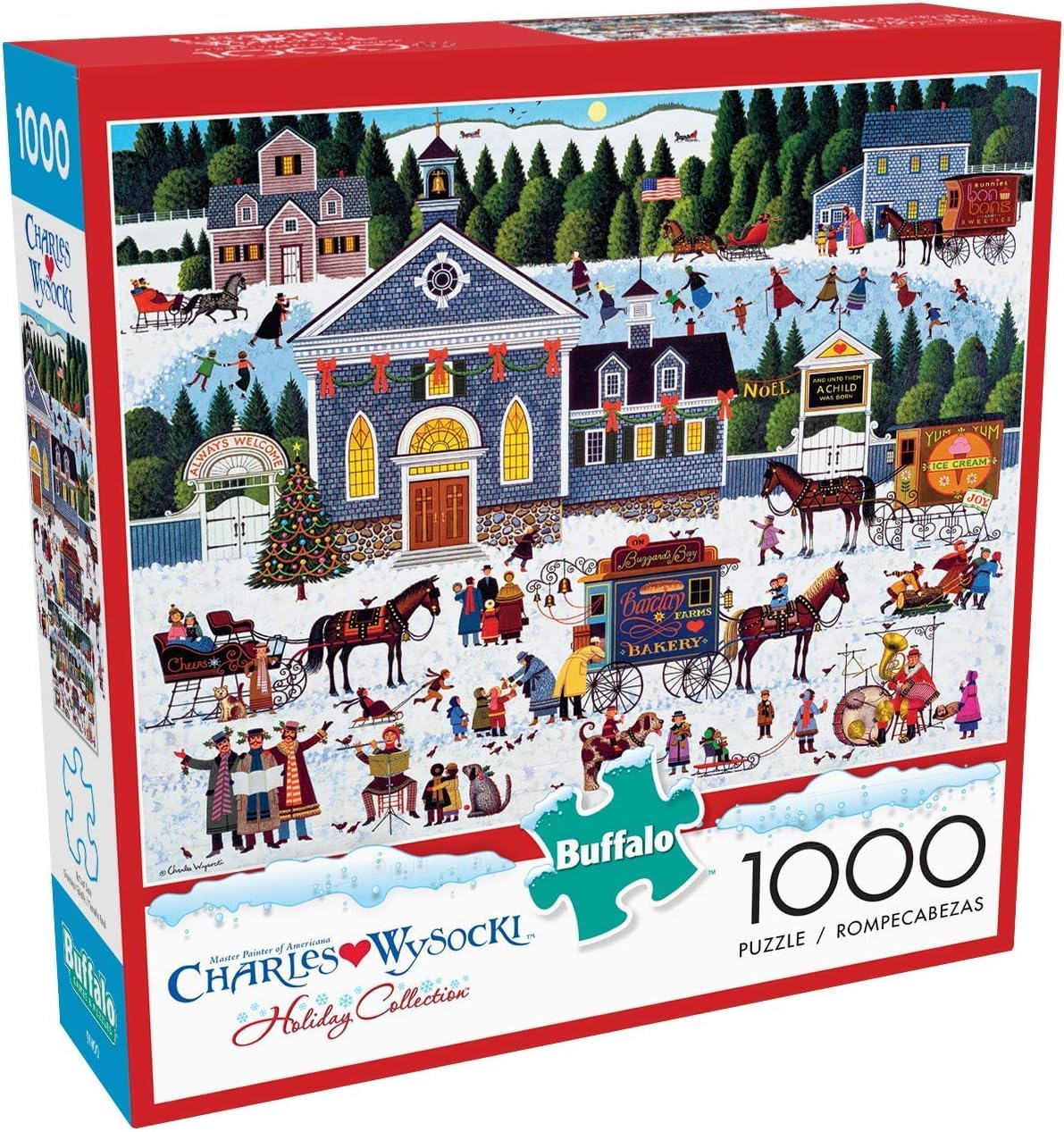 Buffalo Games Charles Wysocki Churchyard Christmas 1000-Piece Jigsaw Puzzle