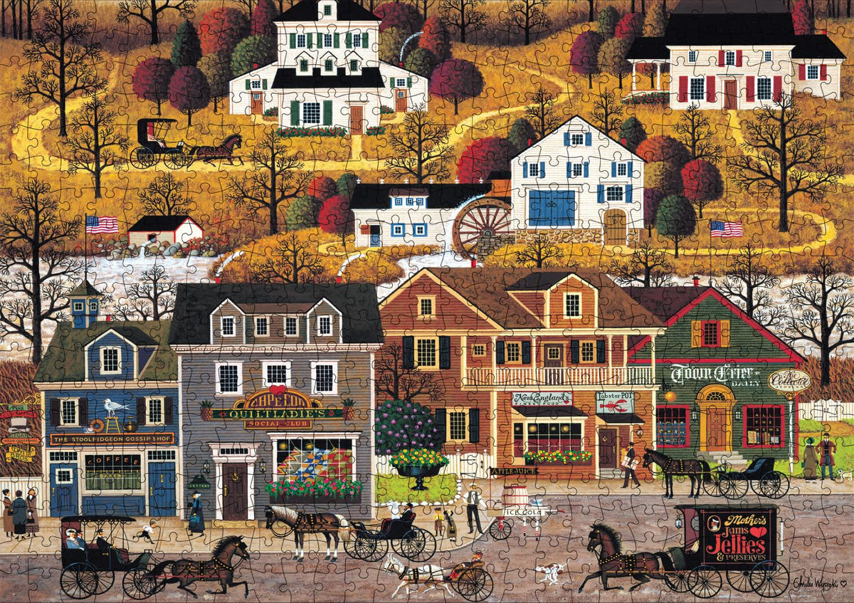 Buffalo Games Charles Wysocki Hawk River Hollow 500-Piece Puzzle – Precision-Cut Pieces & Colorful Americana Artwork