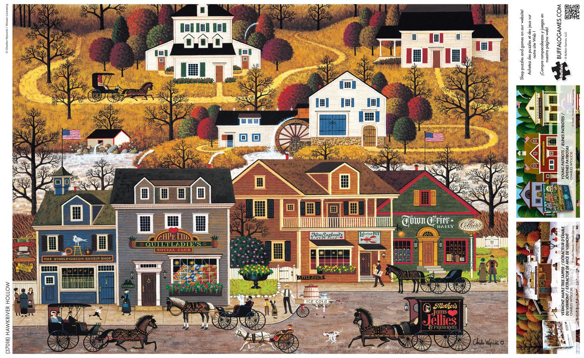 Buffalo Games Charles Wysocki Hawk River Hollow 500-Piece Puzzle – Precision-Cut Pieces & Colorful Americana Artwork