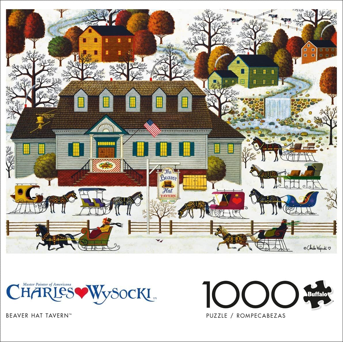 Buffalo Games 1000-Piece Jigsaw Puzzle: Charles Wysocki Winter Snow Scene – Challenging Puzzles for Adults & Families