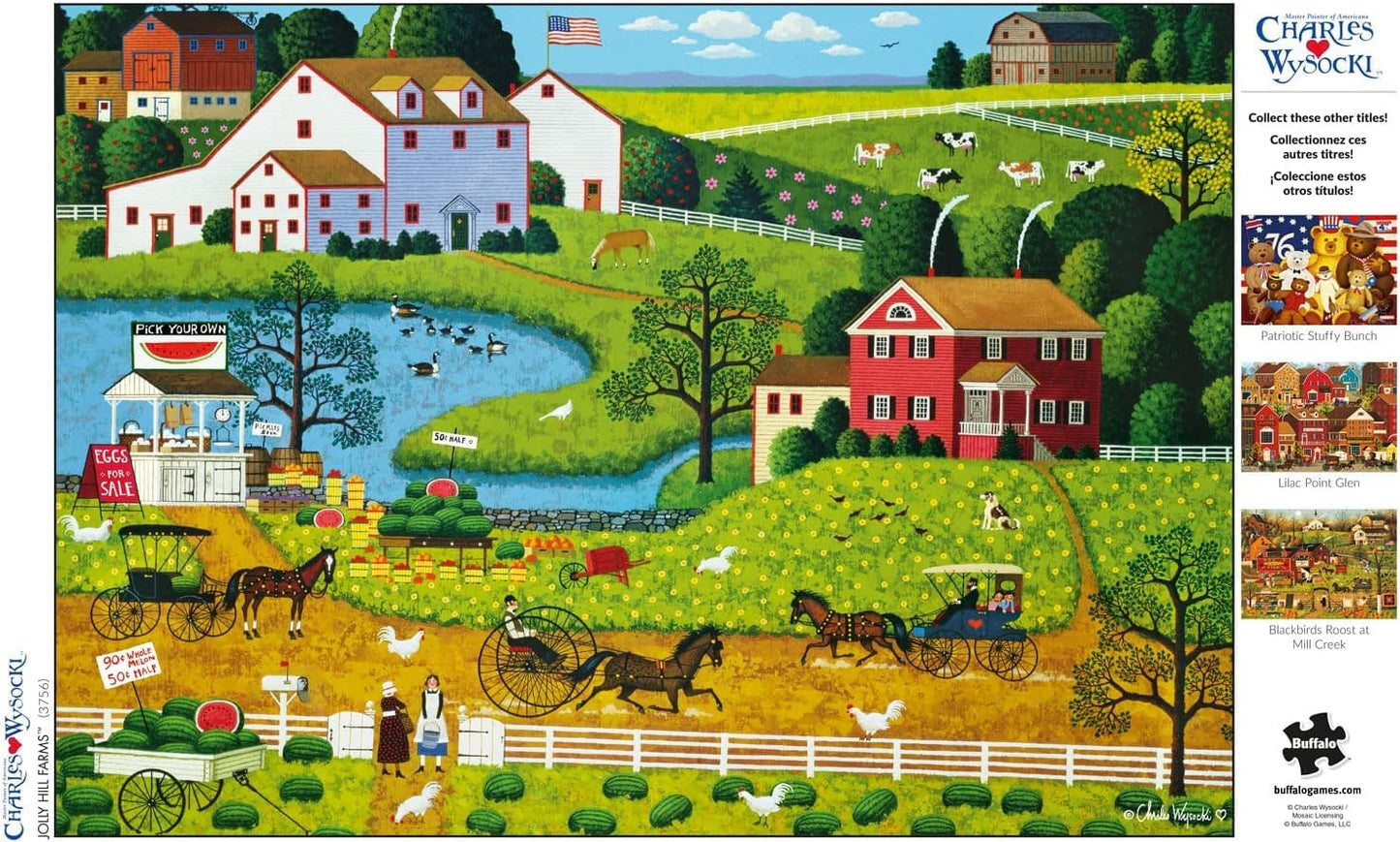 Buffalo Games - Charles Wysocki Jolly Hill Farms 500-Piece Puzzle for Adults – Finished Size 21.25 x 15 in