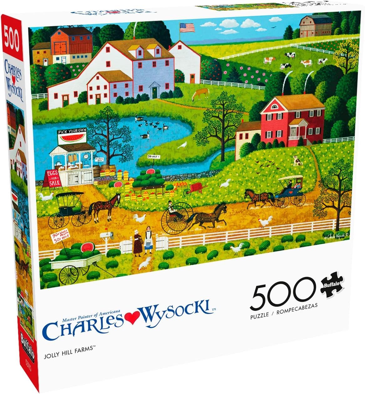 Buffalo Games - Charles Wysocki Jolly Hill Farms 500-Piece Puzzle for Adults – Finished Size 21.25 x 15 in
