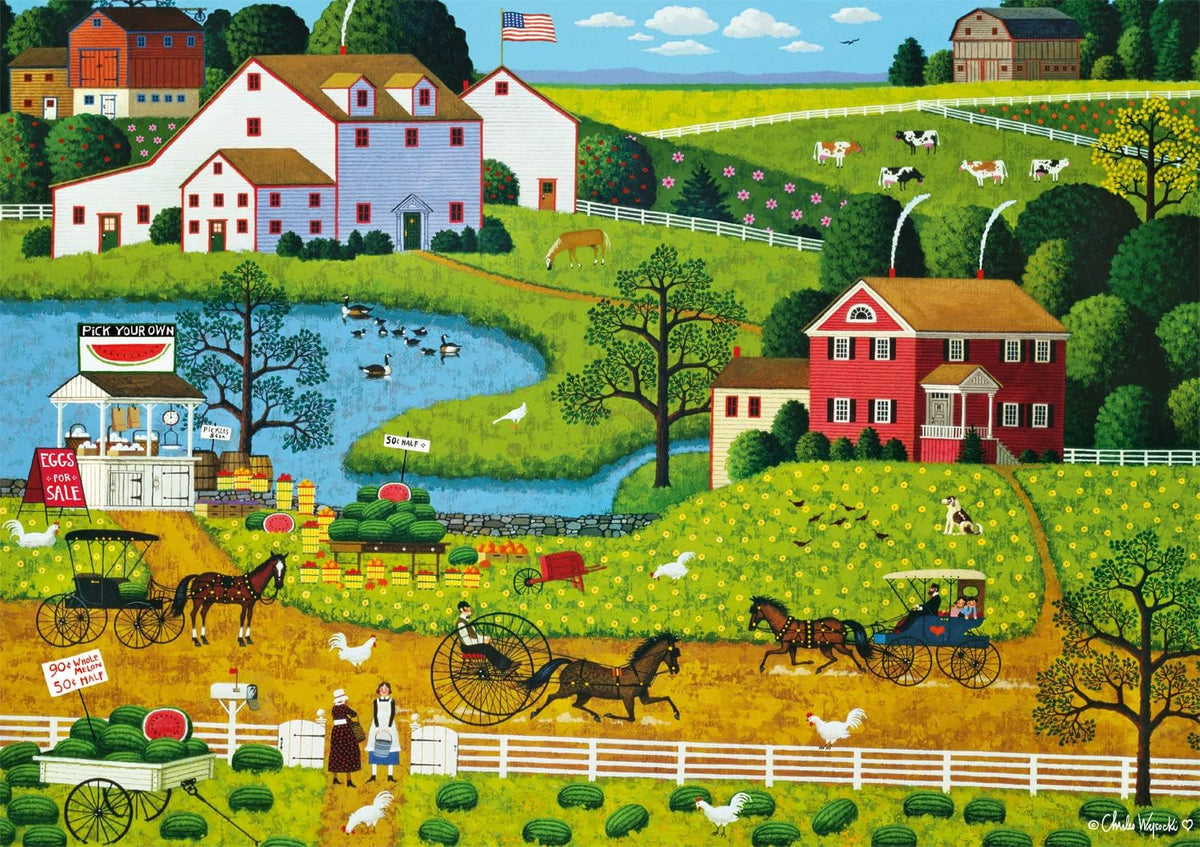 Buffalo Games - Charles Wysocki Jolly Hill Farms 500-Piece Puzzle for Adults – Finished Size 21.25 x 15 in