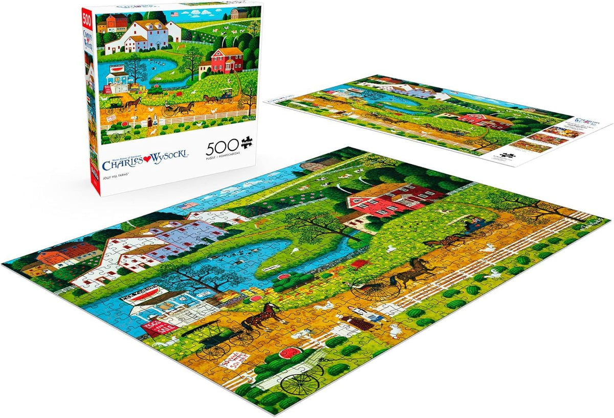 Buffalo Games - Charles Wysocki Jolly Hill Farms 500-Piece Puzzle for Adults – Finished Size 21.25 x 15 in