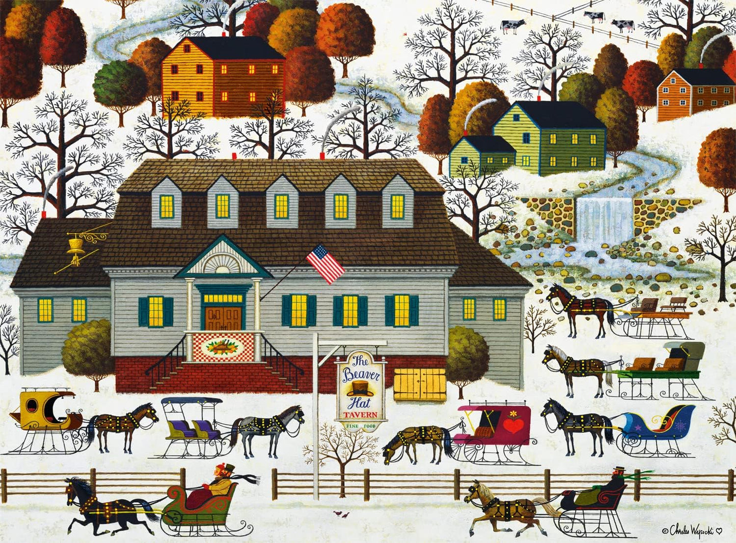 Buffalo Games 1000-Piece Jigsaw Puzzle: Charles Wysocki Winter Snow Scene – Challenging Puzzles for Adults & Families