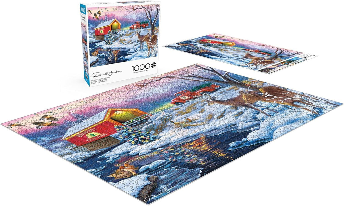 Buffalo Games 1000-Piece Darrell Bush Christmas in the Country Jigsaw Puzzle – Winter Scene