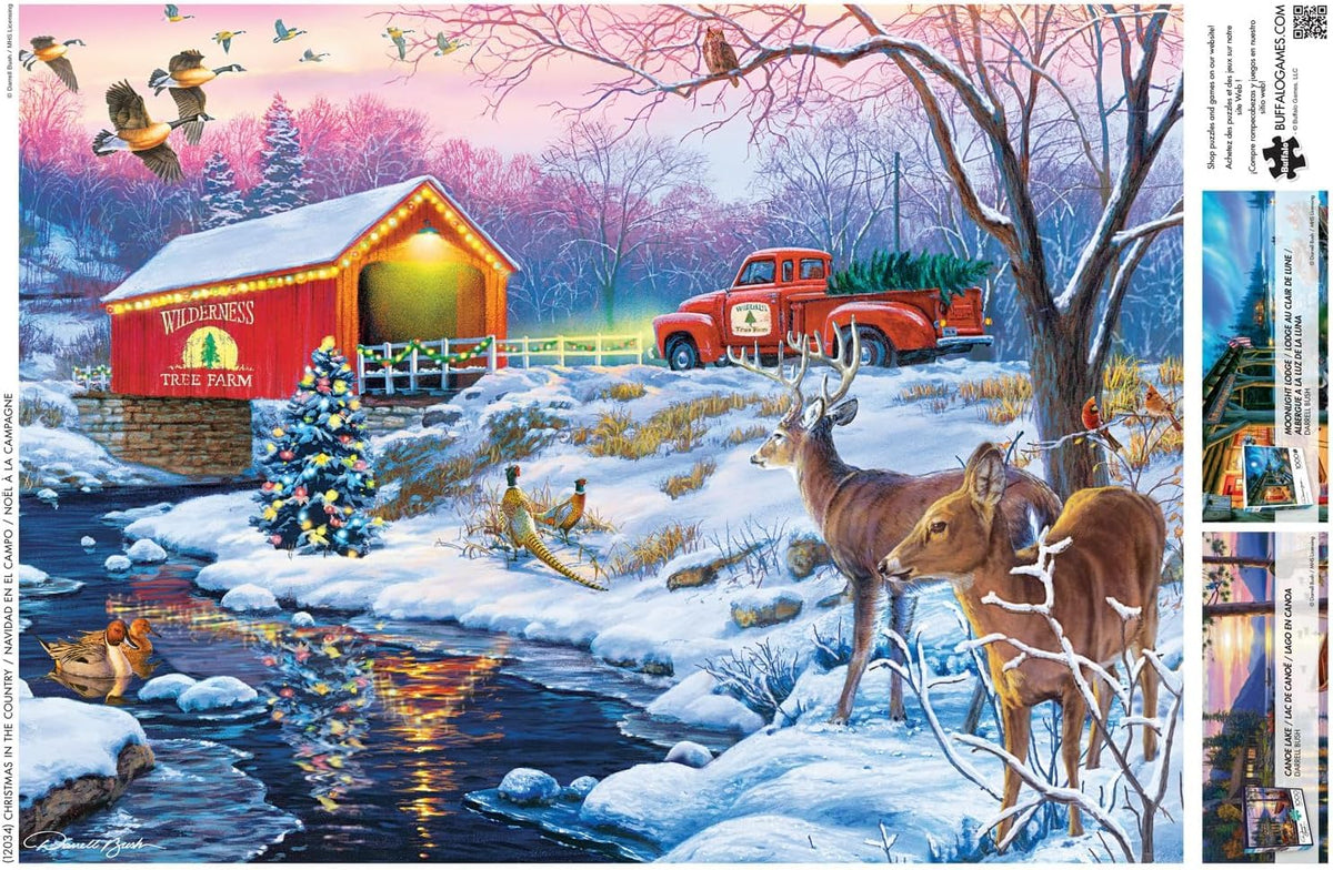 Buffalo Games 1000-Piece Darrell Bush Christmas in the Country Jigsaw Puzzle – Winter Scene