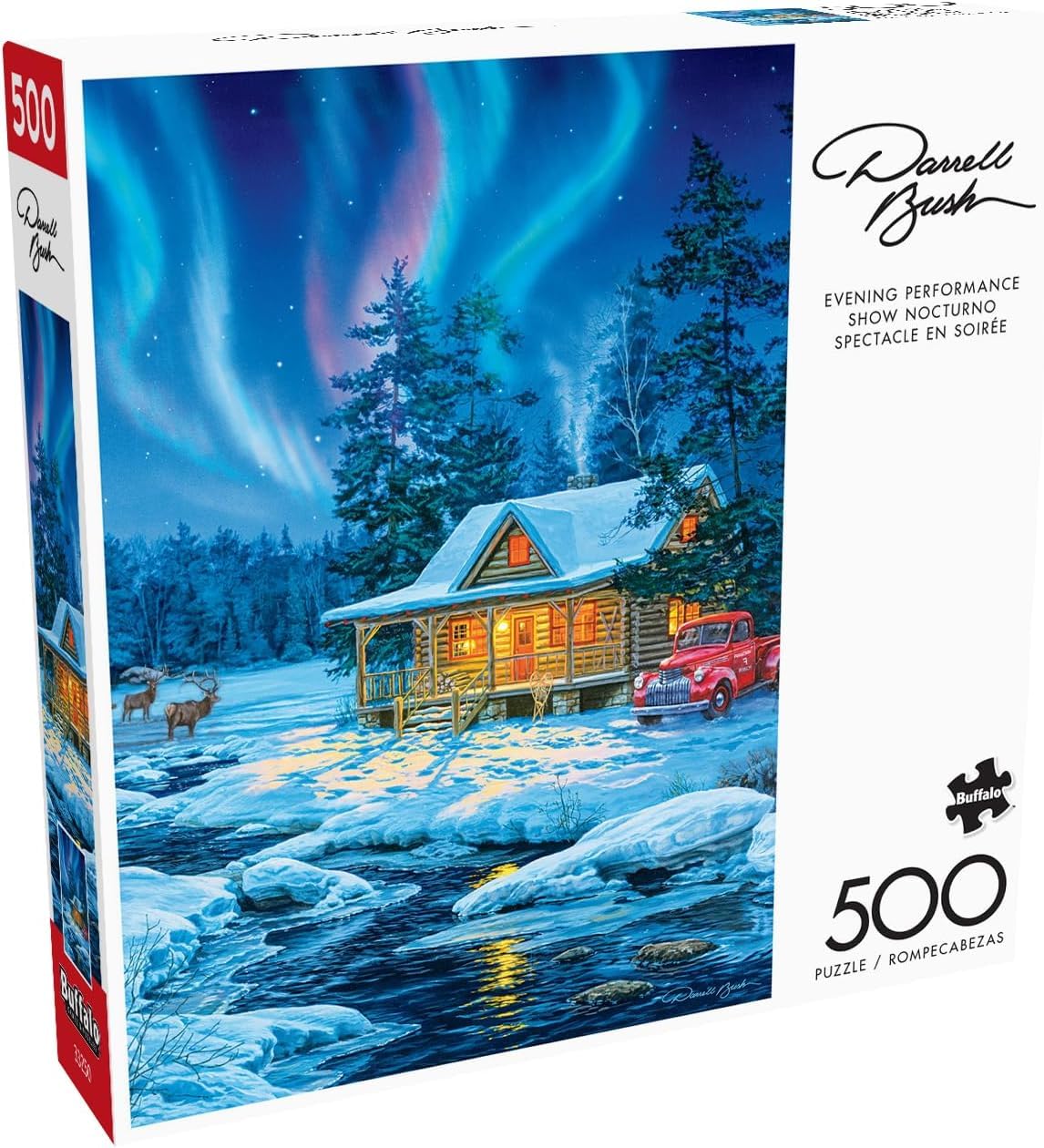 Buffalo Games 500-Piece Jigsaw Puzzle: Darrell Bush Winter Cabin Scene