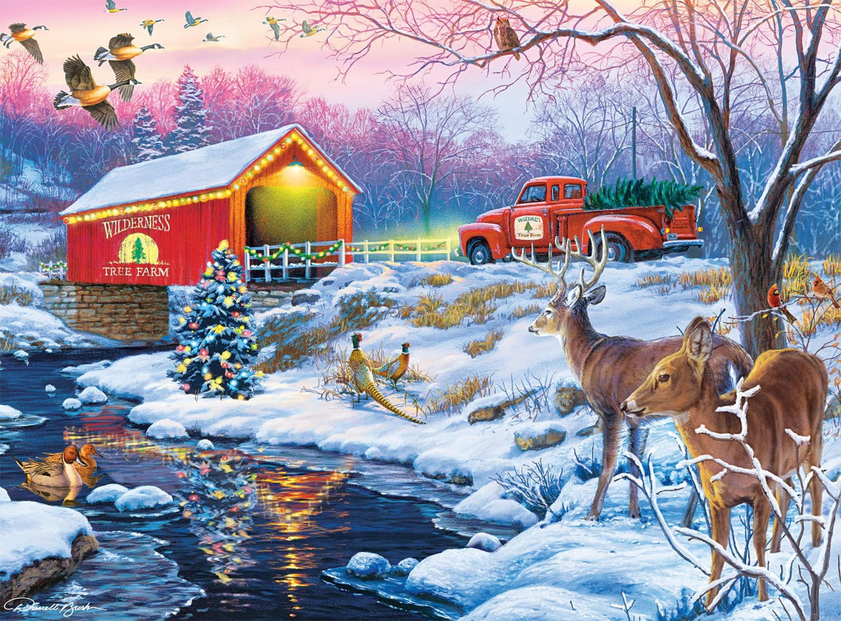 Buffalo Games 1000-Piece Darrell Bush Christmas in the Country Jigsaw Puzzle – Winter Scene