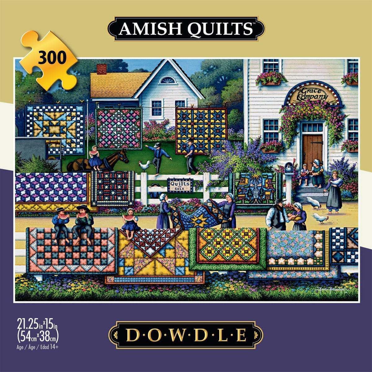 Buffalo Games Dowdle Amish Quilts – 300-Piece Puzzle for Adults (Finished 21.25 x 15)