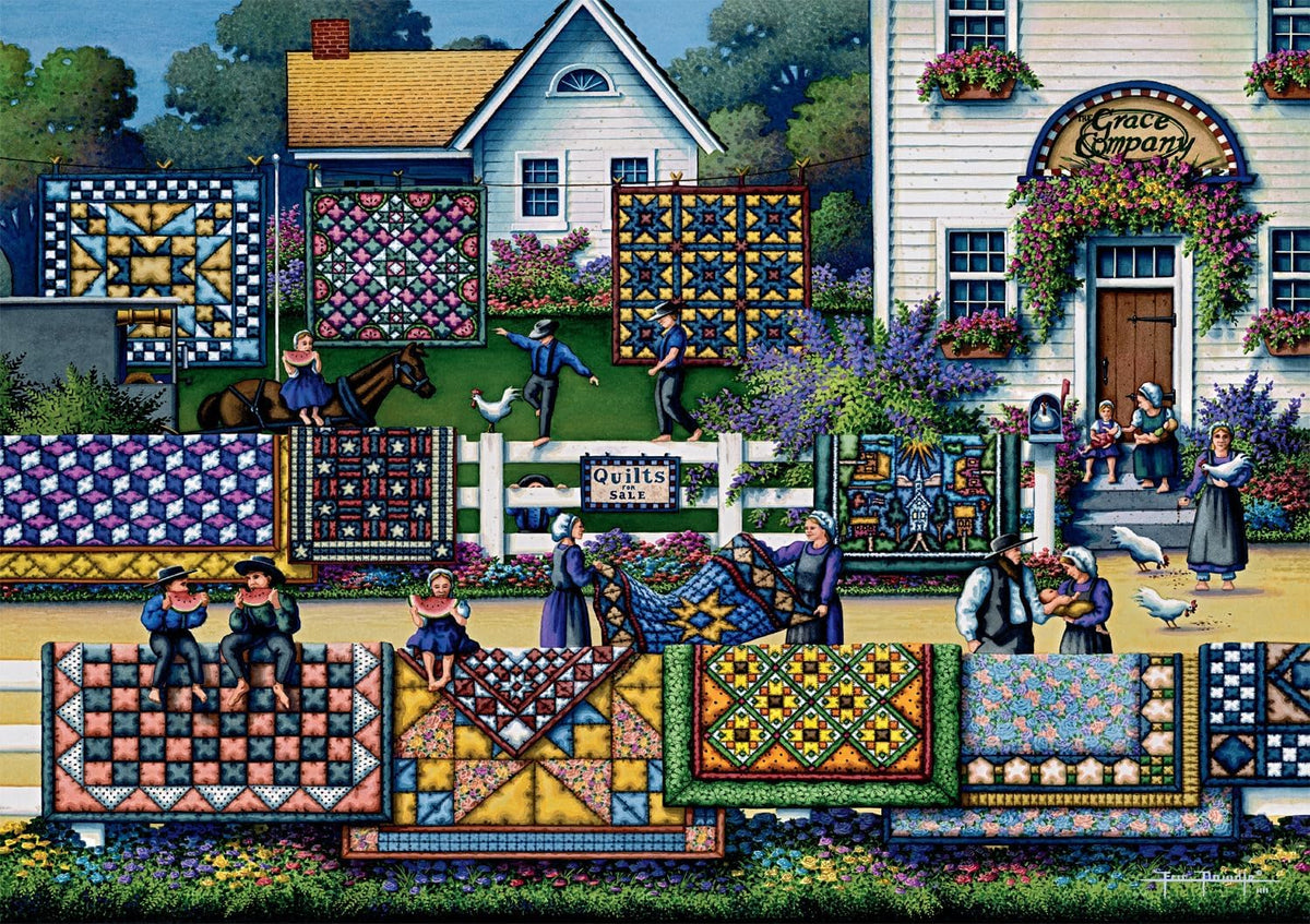 Buffalo Games Dowdle Amish Quilts – 300-Piece Puzzle for Adults (Finished 21.25 x 15)