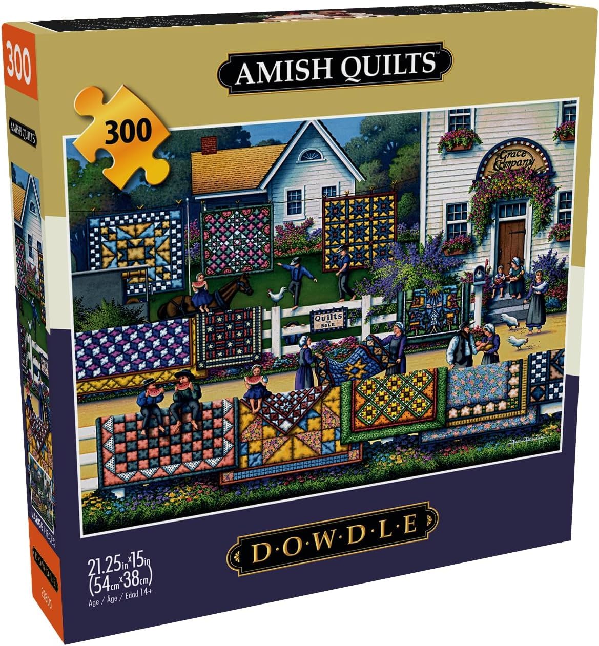 Buffalo Games Dowdle Amish Quilts – 300-Piece Puzzle for Adults (Finished 21.25 x 15)