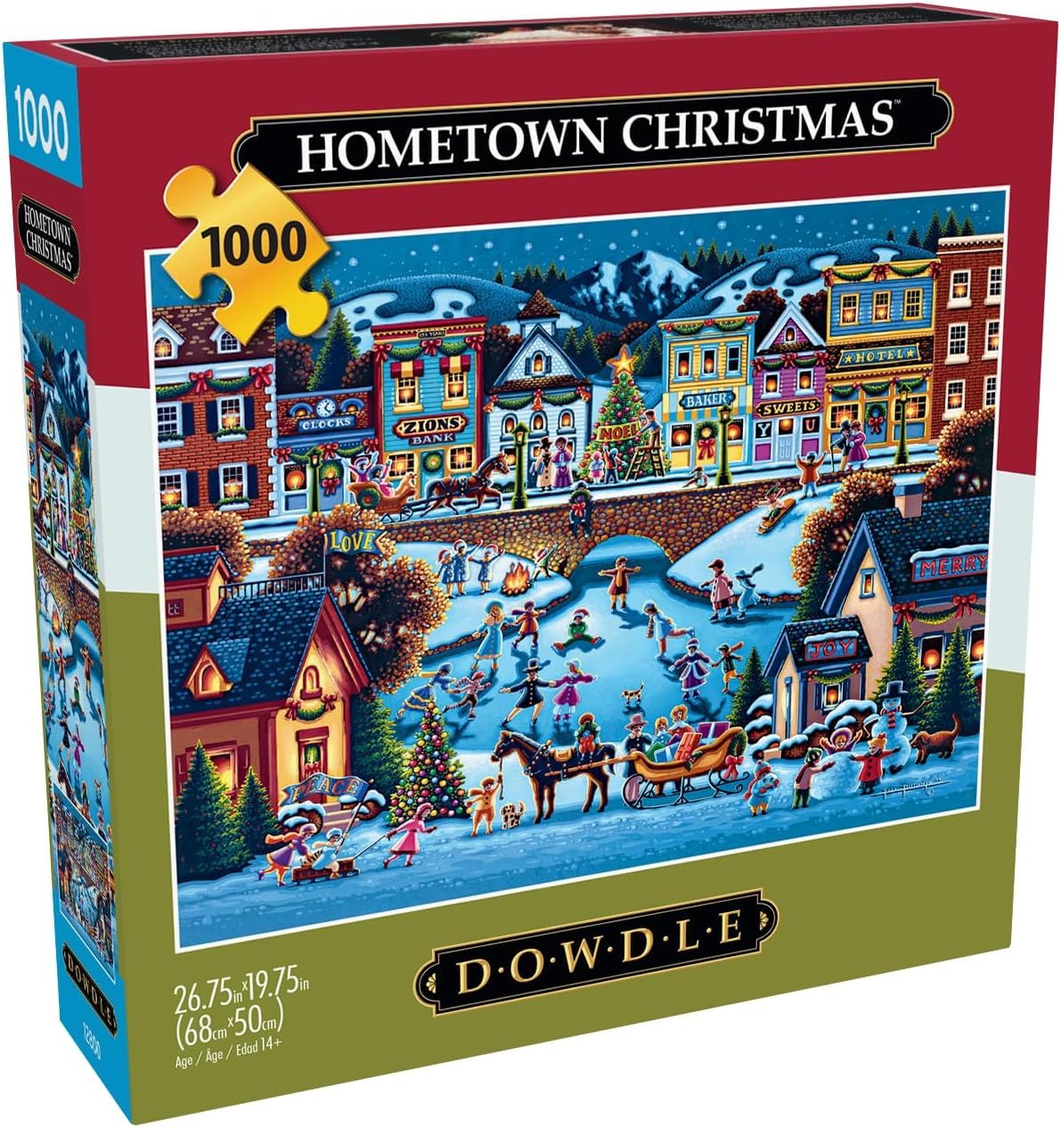 Buffalo Games Dowdle Hometown Christmas 1000-Piece Puzzle | Colorful Holiday Jigsaw for Adults