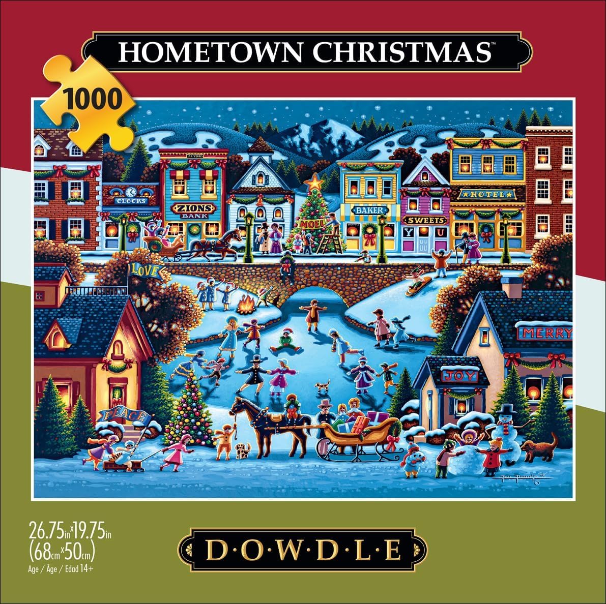 Buffalo Games Dowdle Hometown Christmas 1000-Piece Puzzle | Colorful Holiday Jigsaw for Adults