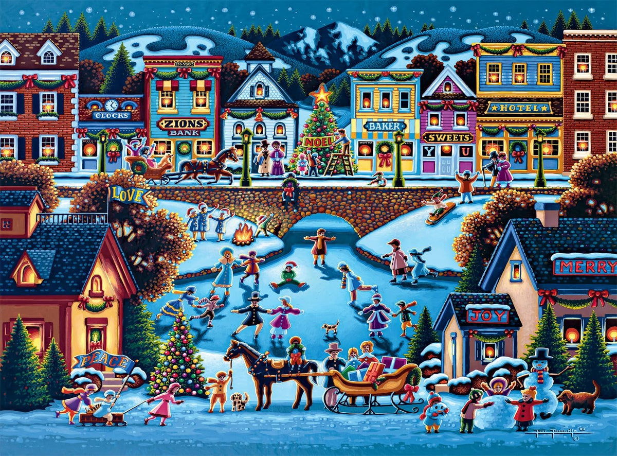 Buffalo Games Dowdle Hometown Christmas 1000-Piece Puzzle | Colorful Holiday Jigsaw for Adults