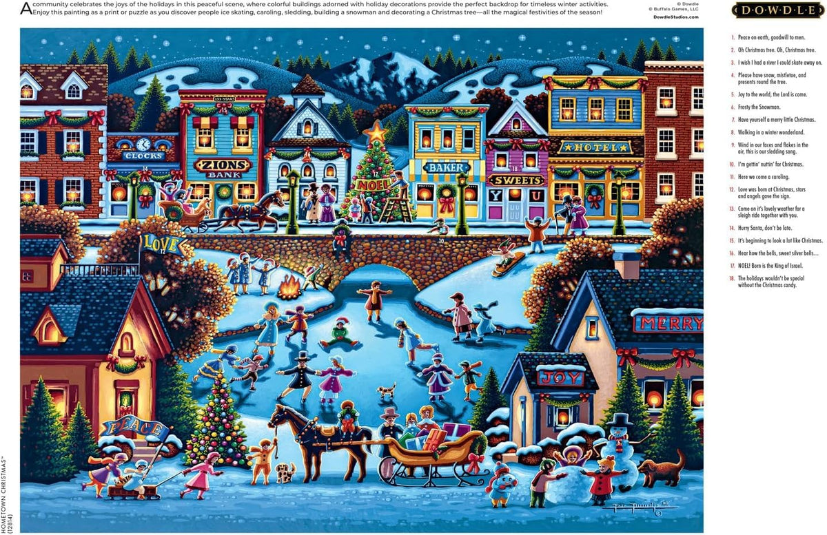 Buffalo Games Dowdle Hometown Christmas 1000-Piece Puzzle | Colorful Holiday Jigsaw for Adults