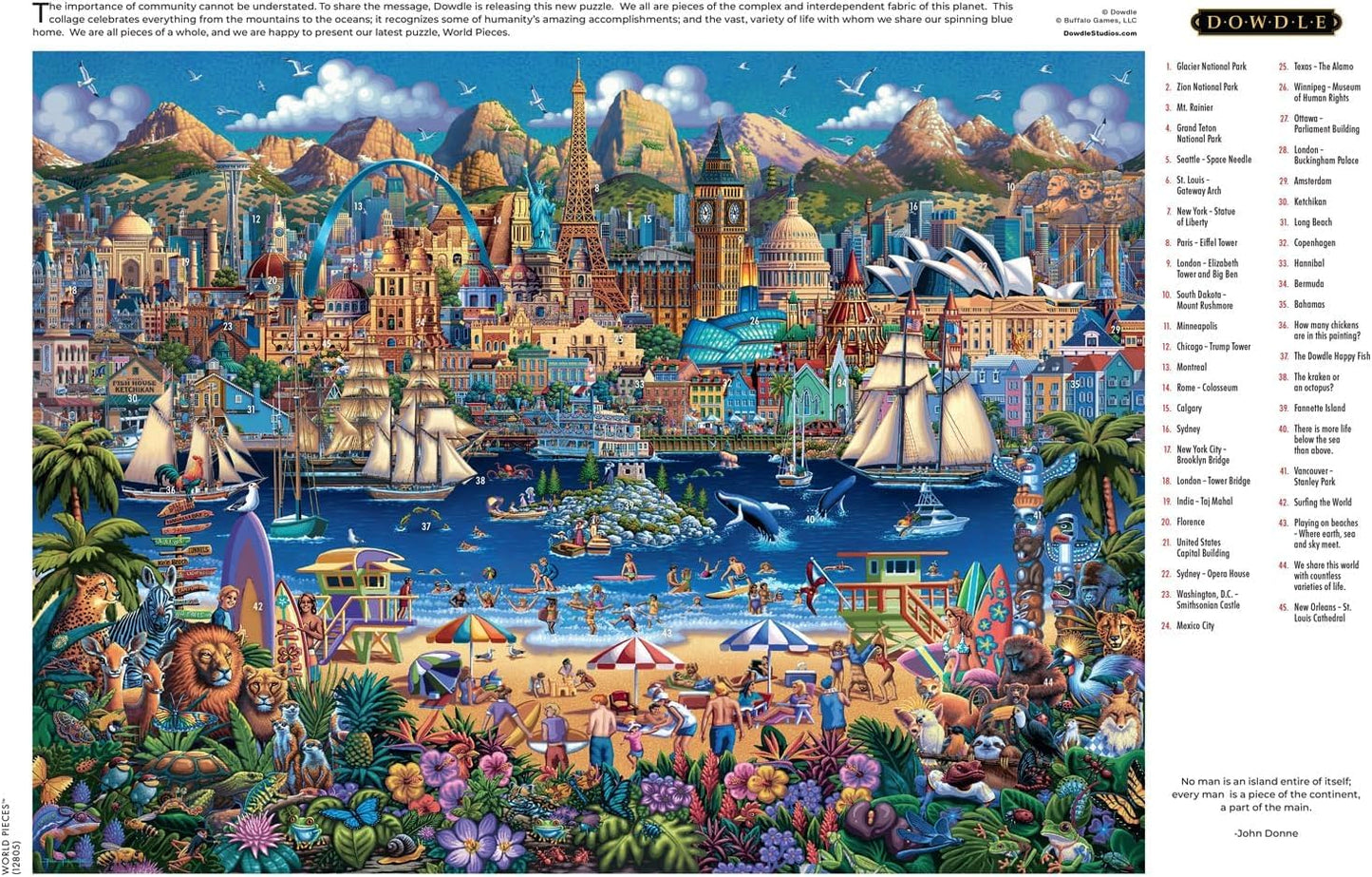 Buffalo Games Dowdle World Pieces 1000-Piece Jigsaw Puzzle – Finished 26.75 x 19.75