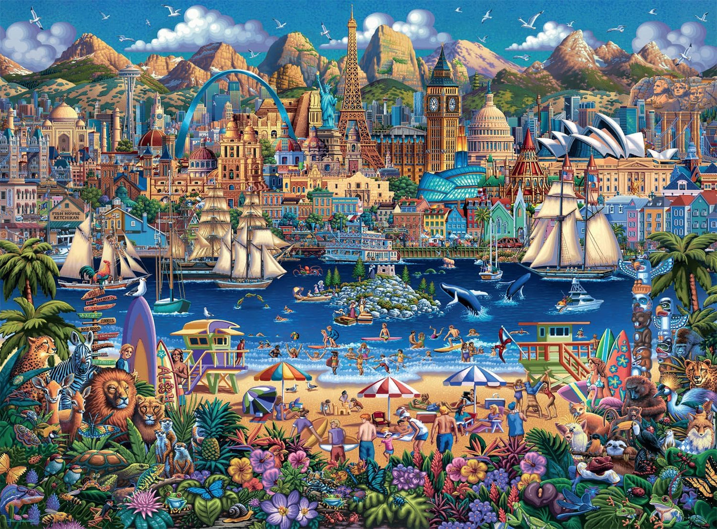 Buffalo Games Dowdle World Pieces 1000-Piece Jigsaw Puzzle – Finished 26.75 x 19.75