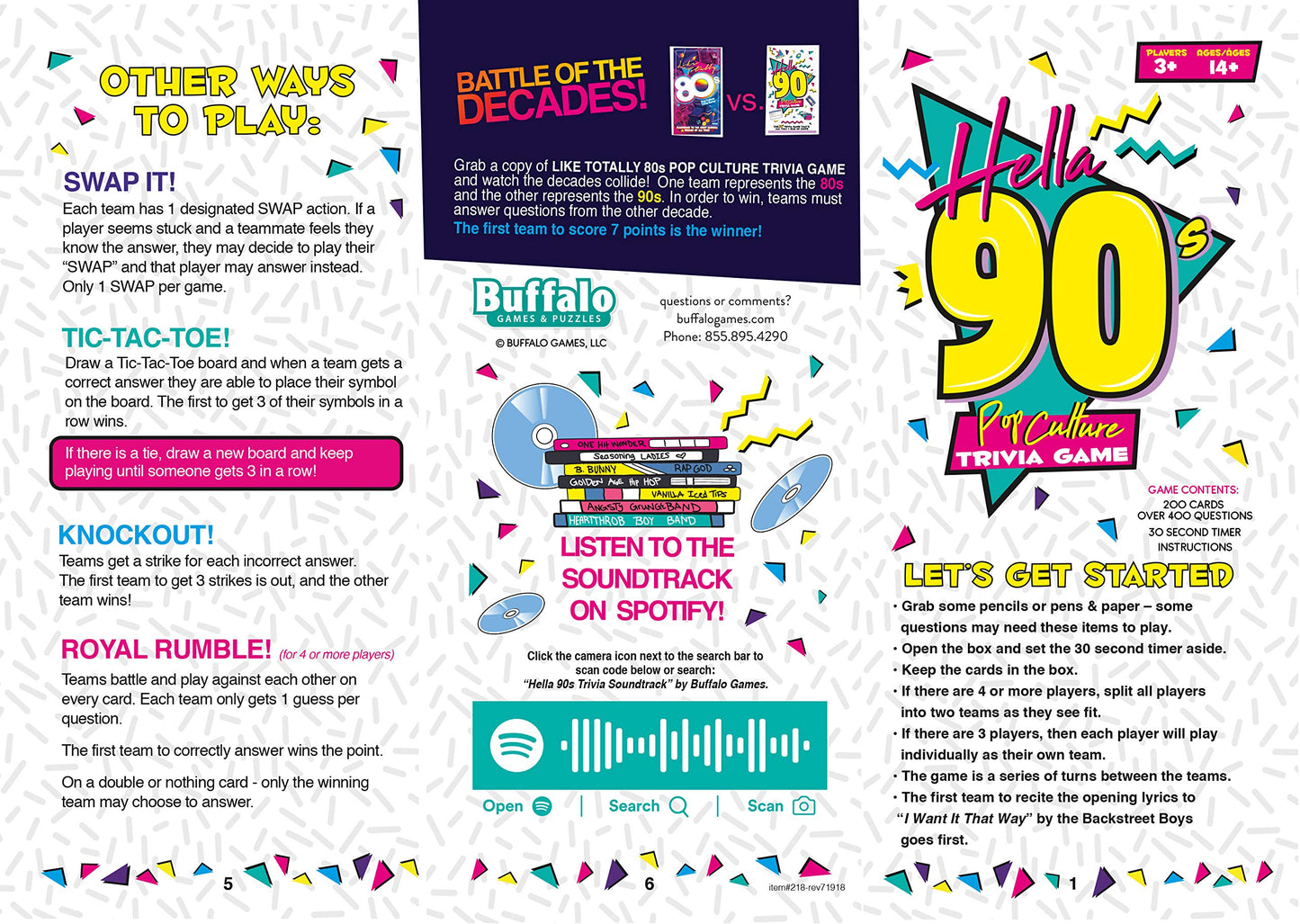 Buffalo Games Hella 90's Pop Culture Trivia Game Brown