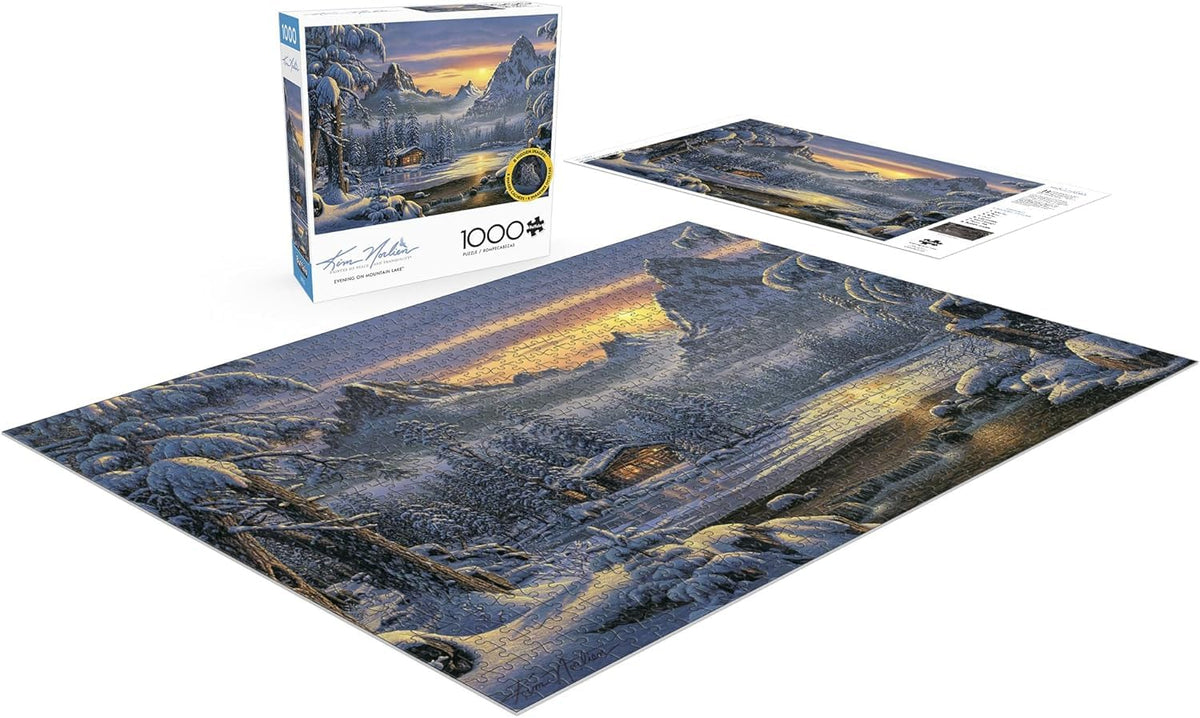 Buffalo Games Kim Norlien Evening on Mountain Lake – 1000-Piece Christmas Jigsaw Puzzle