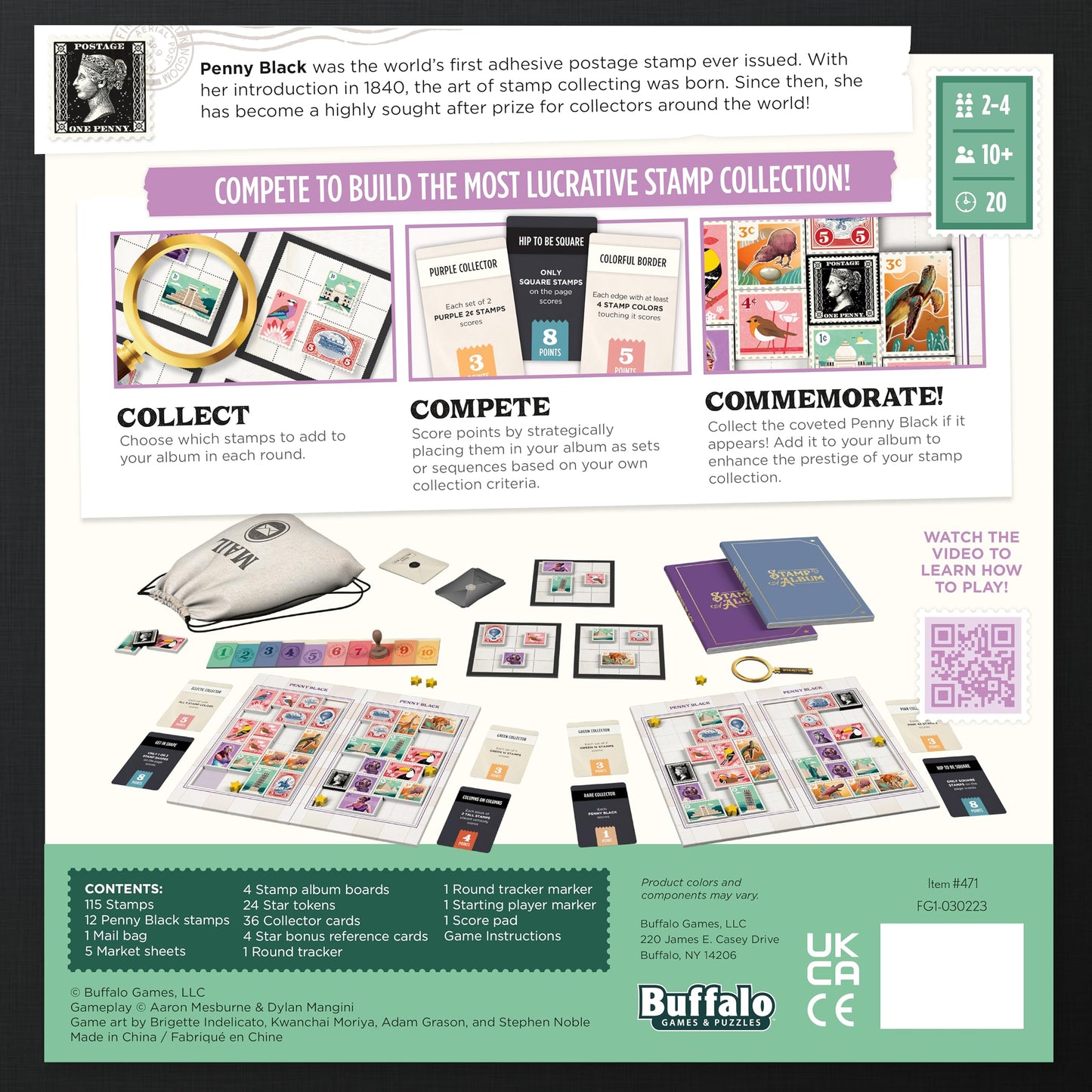 Buffalo Games Penny Black – Collect Stamps in a Family Night Board Game