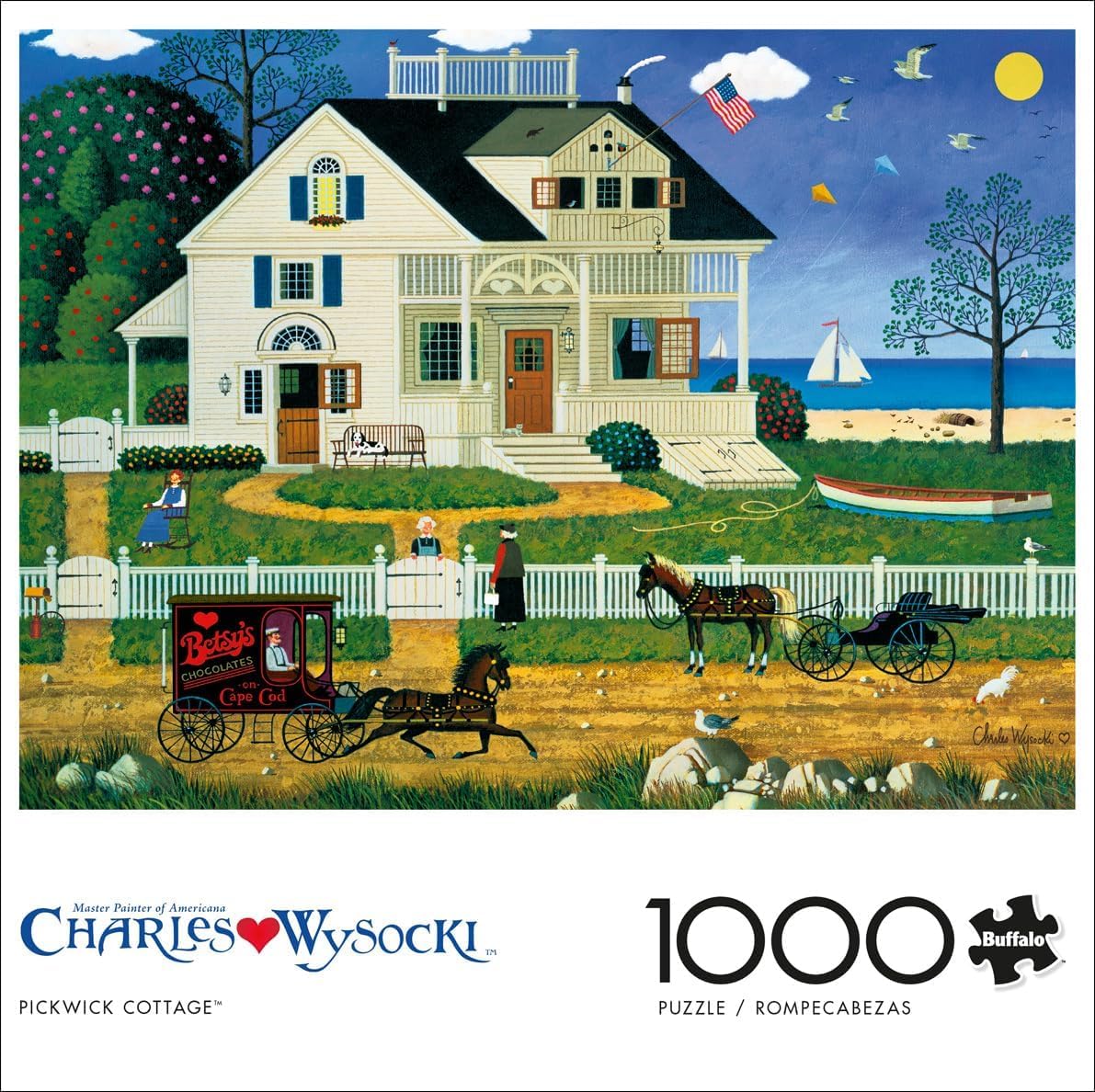 Buffalo Games Charles Wysocki Pickwick Cottage 1000-Piece Puzzle – Finished 26.75 x 19.75