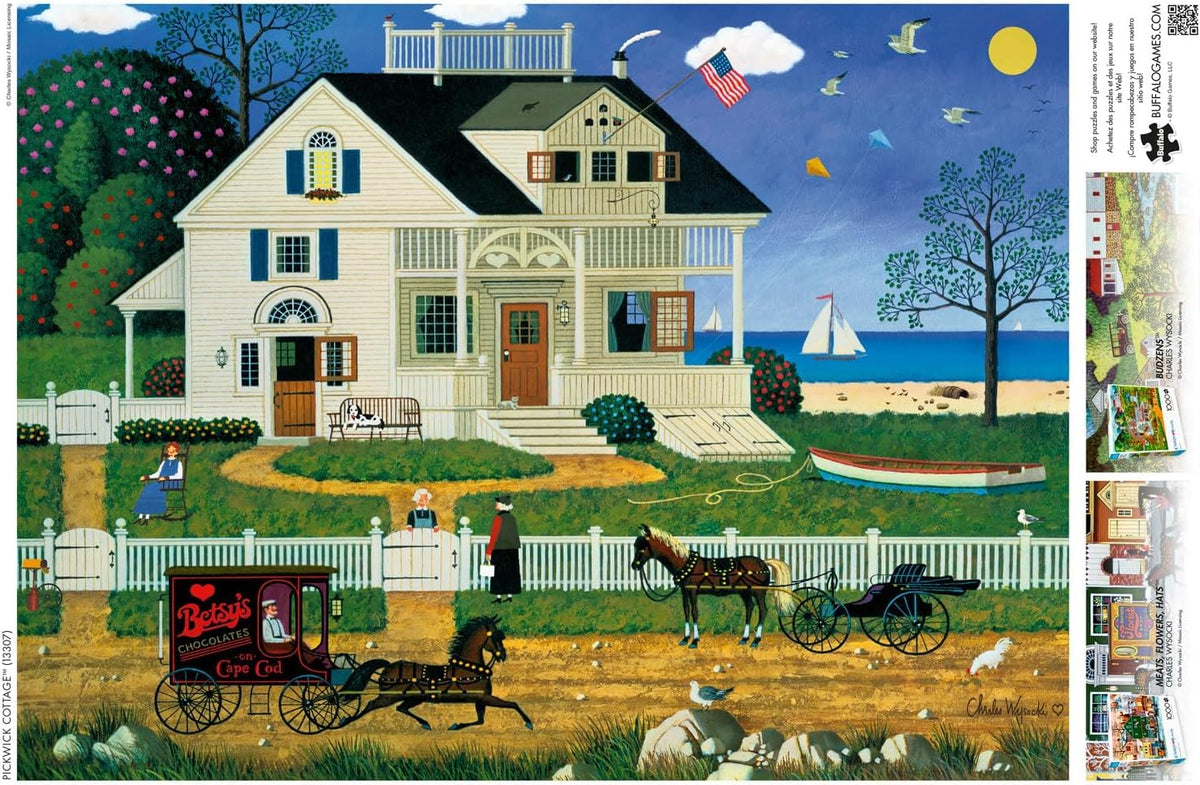 Buffalo Games Charles Wysocki Pickwick Cottage 1000-Piece Puzzle – Finished 26.75 x 19.75