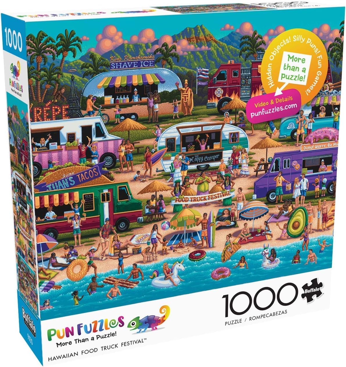 Buffalo Games Pun Fuzzles: Hawaiian Food Truck Festival 1000-Piece Jigsaw Puzzle for Adults