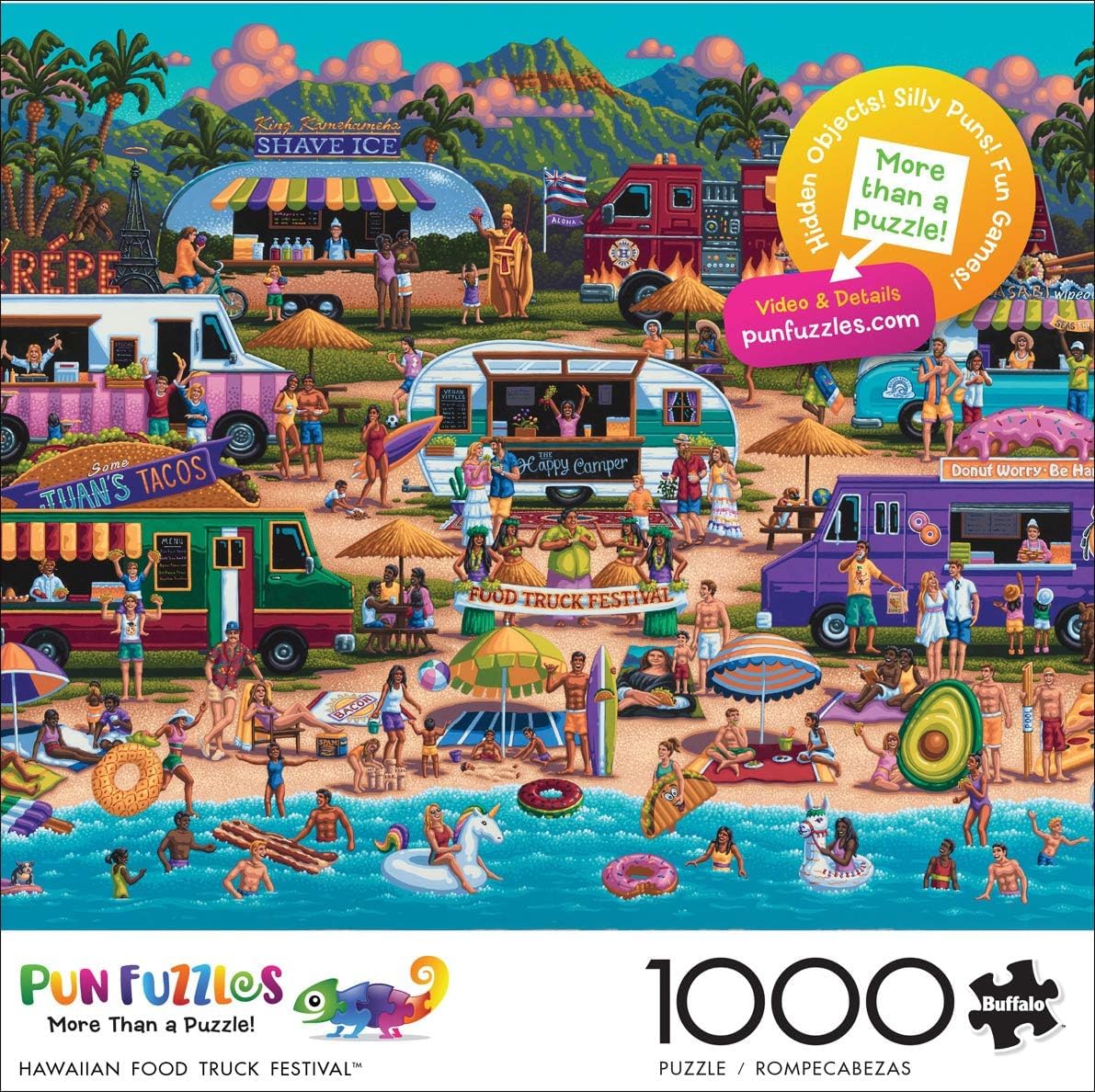 Buffalo Games Pun Fuzzles: Hawaiian Food Truck Festival 1000-Piece Jigsaw Puzzle for Adults