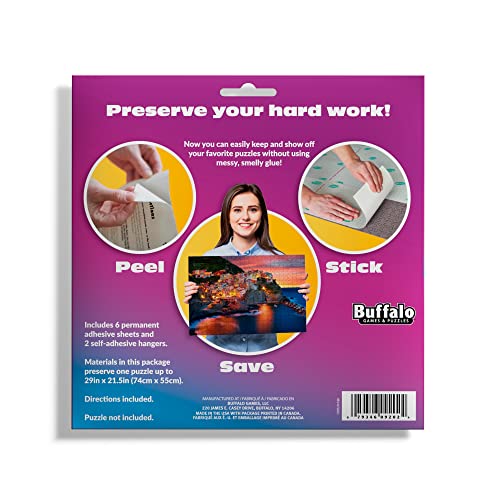 Puzzle Presto Peel & Stick Saver by Buffalo Games – 6 Sheets, 2 Hangers