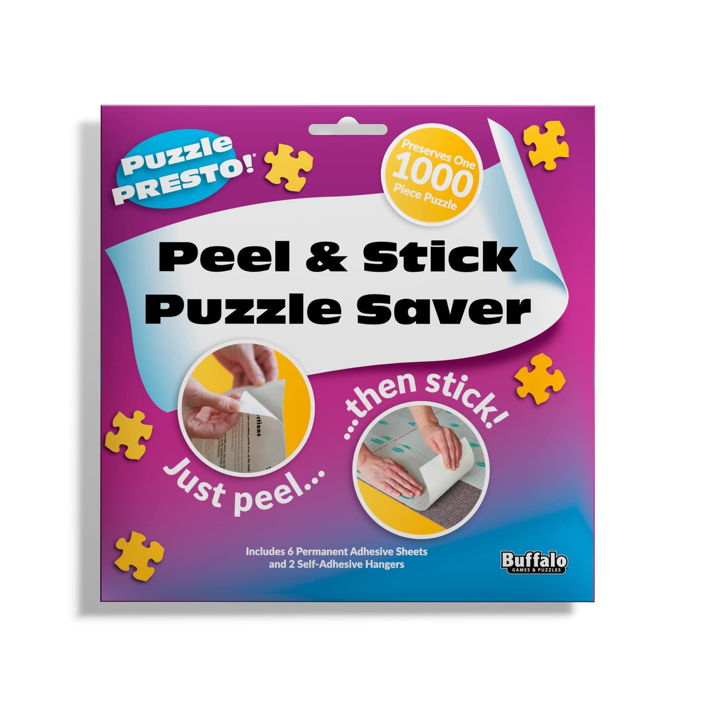 Puzzle Presto Peel & Stick Saver by Buffalo Games – 6 Sheets, 2 Hangers