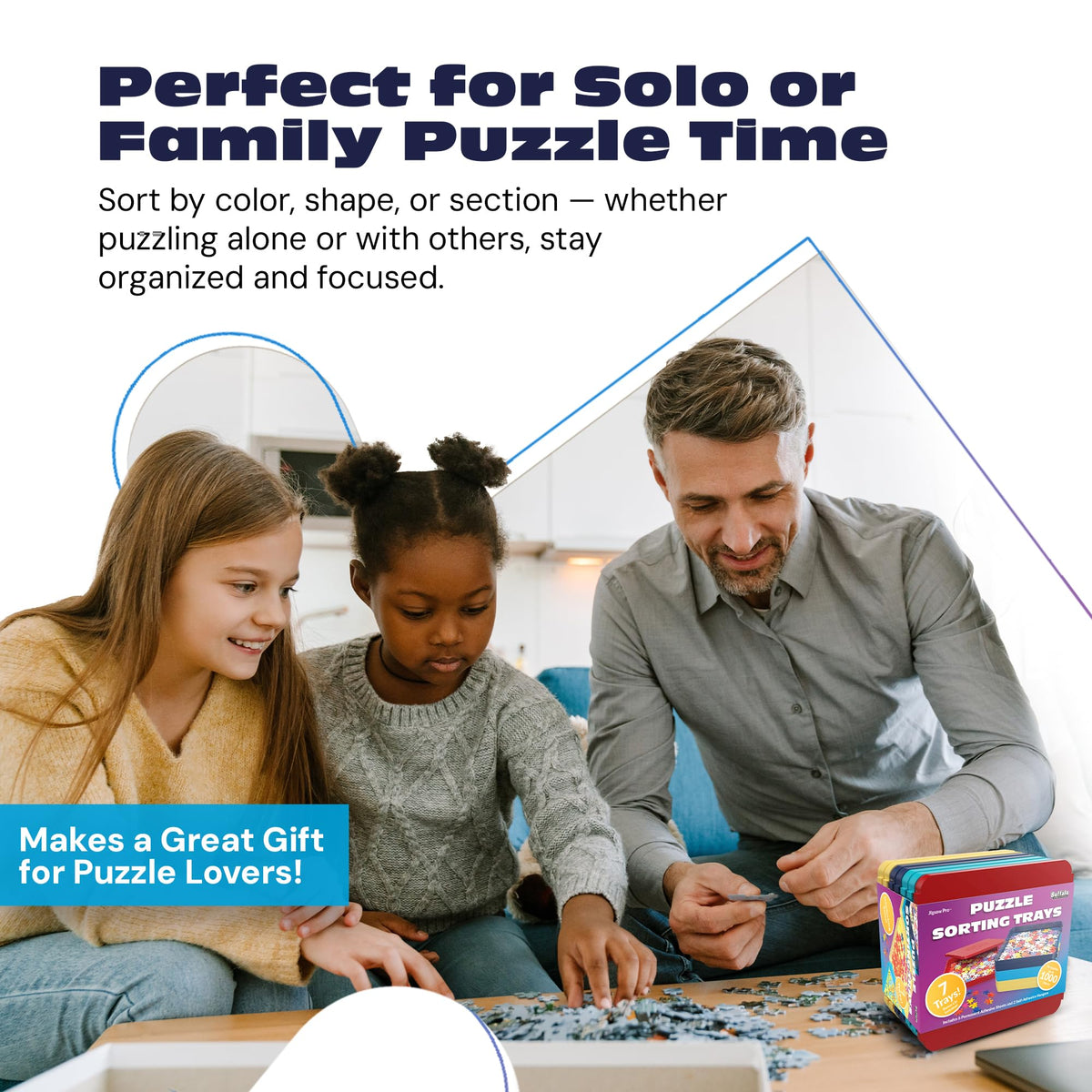 Buffalo Games Puzzle Sorting Trays – 7-Count Interlocking Organizer (1000-Piece Capacity)