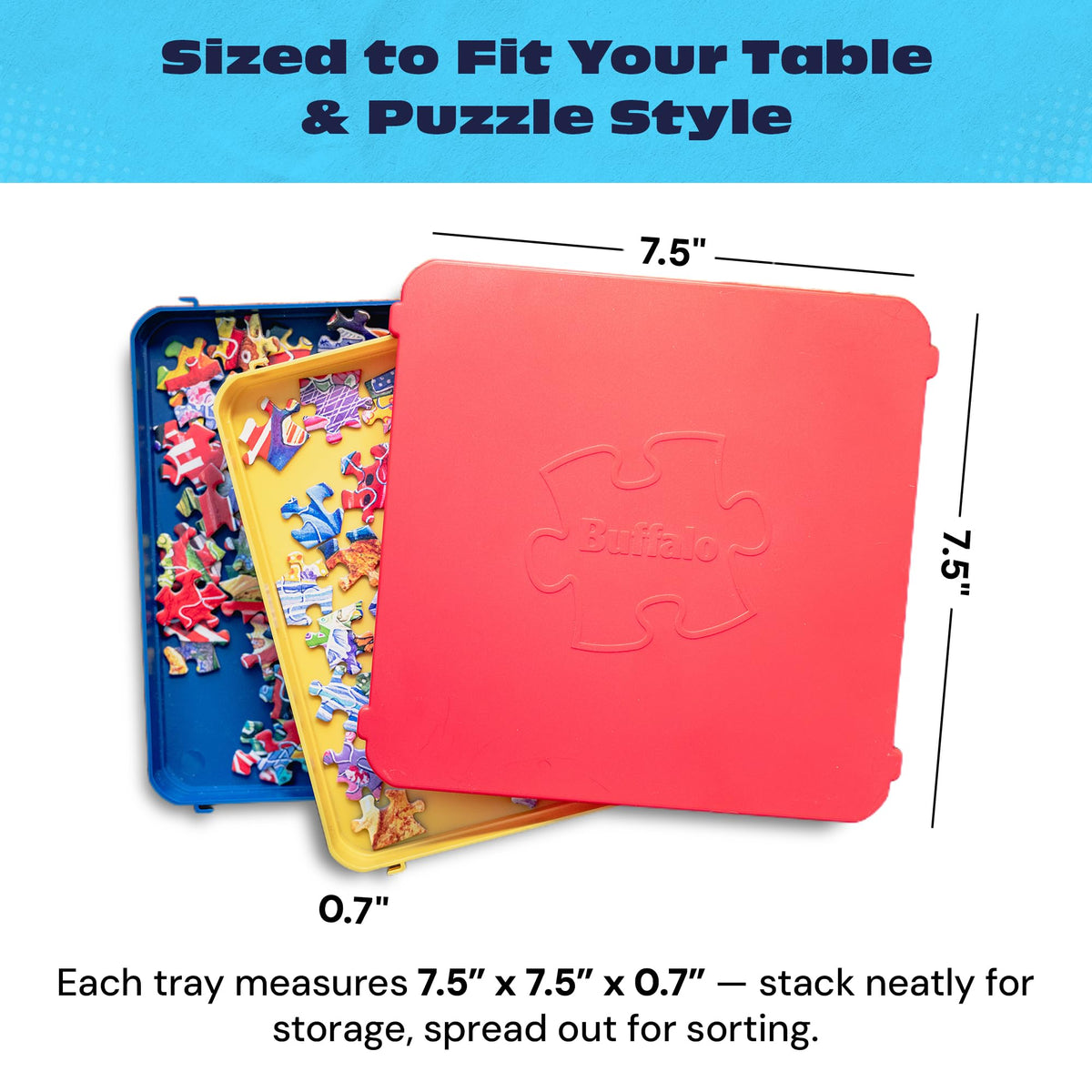 Buffalo Games Puzzle Sorting Trays – 7-Count Interlocking Organizer (1000-Piece Capacity)