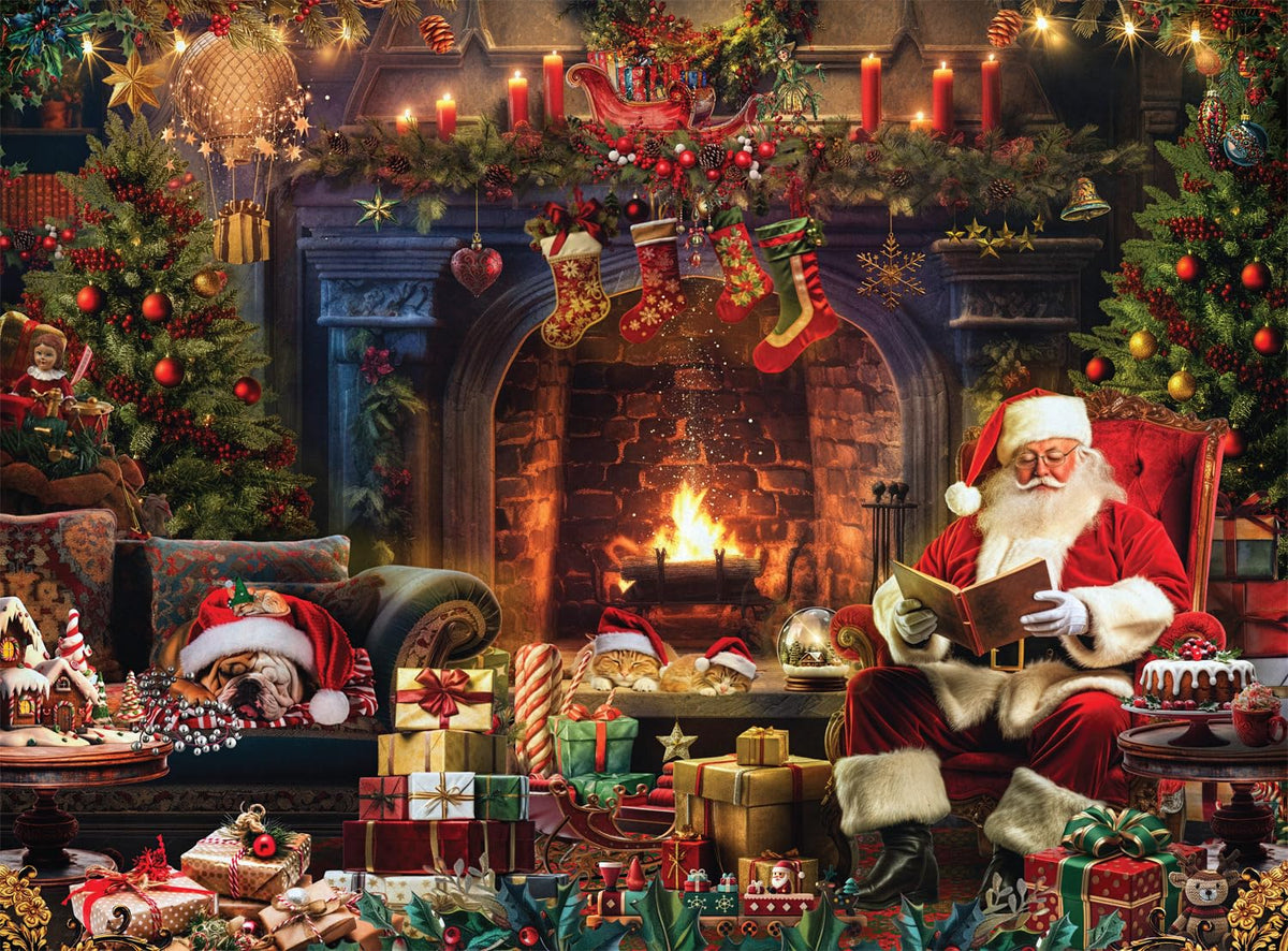 Buffalo Games Santa at Home 1000-Piece Jigsaw Puzzle – Festive Holiday Scene for Adults