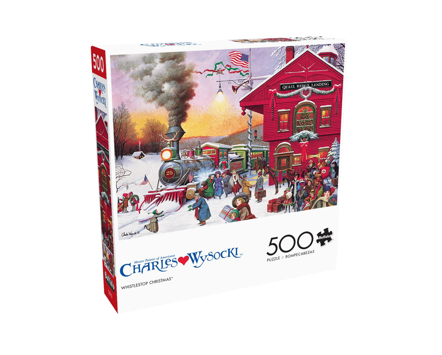 Buffalo Games - Whistle Stop Christmas 500-Piece Puzzle for Adults | Charles Wysocki