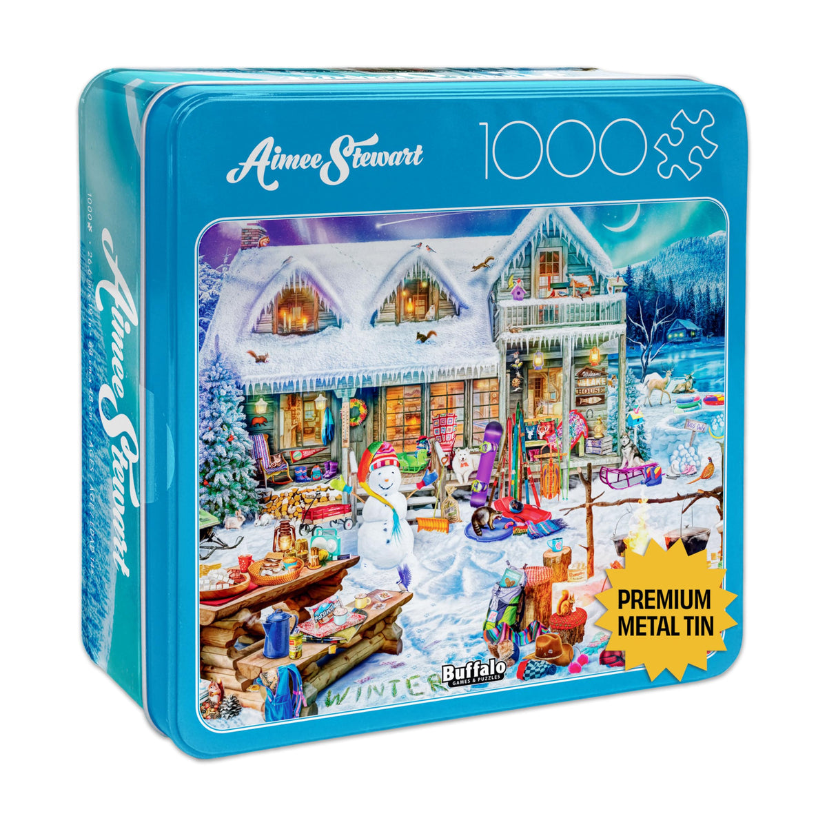Buffalo Games - Aimee Stewart Winterland Fun 1000-Piece Puzzle in Collectible Tin Case | 26.6 x 19