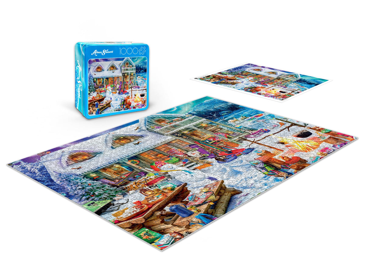 Buffalo Games - Aimee Stewart Winterland Fun 1000-Piece Puzzle in Collectible Tin Case | 26.6 x 19