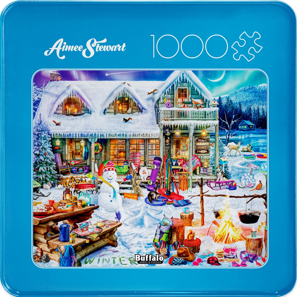 Buffalo Games - Aimee Stewart Winterland Fun 1000-Piece Puzzle in Collectible Tin Case | 26.6 x 19