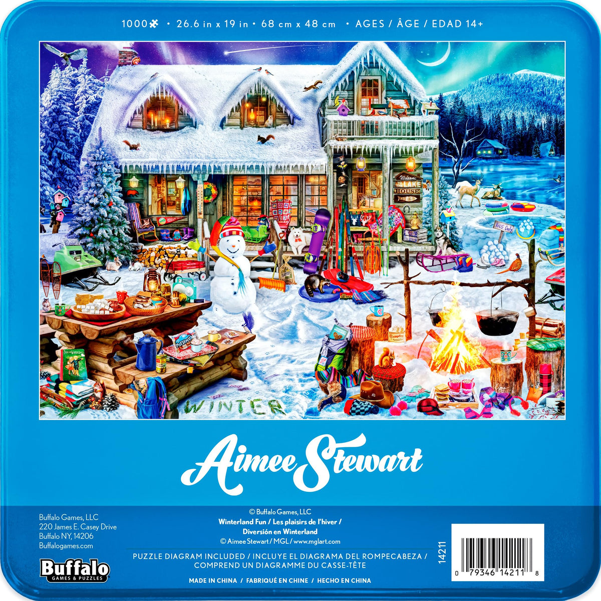 Buffalo Games - Aimee Stewart Winterland Fun 1000-Piece Puzzle in Collectible Tin Case | 26.6 x 19