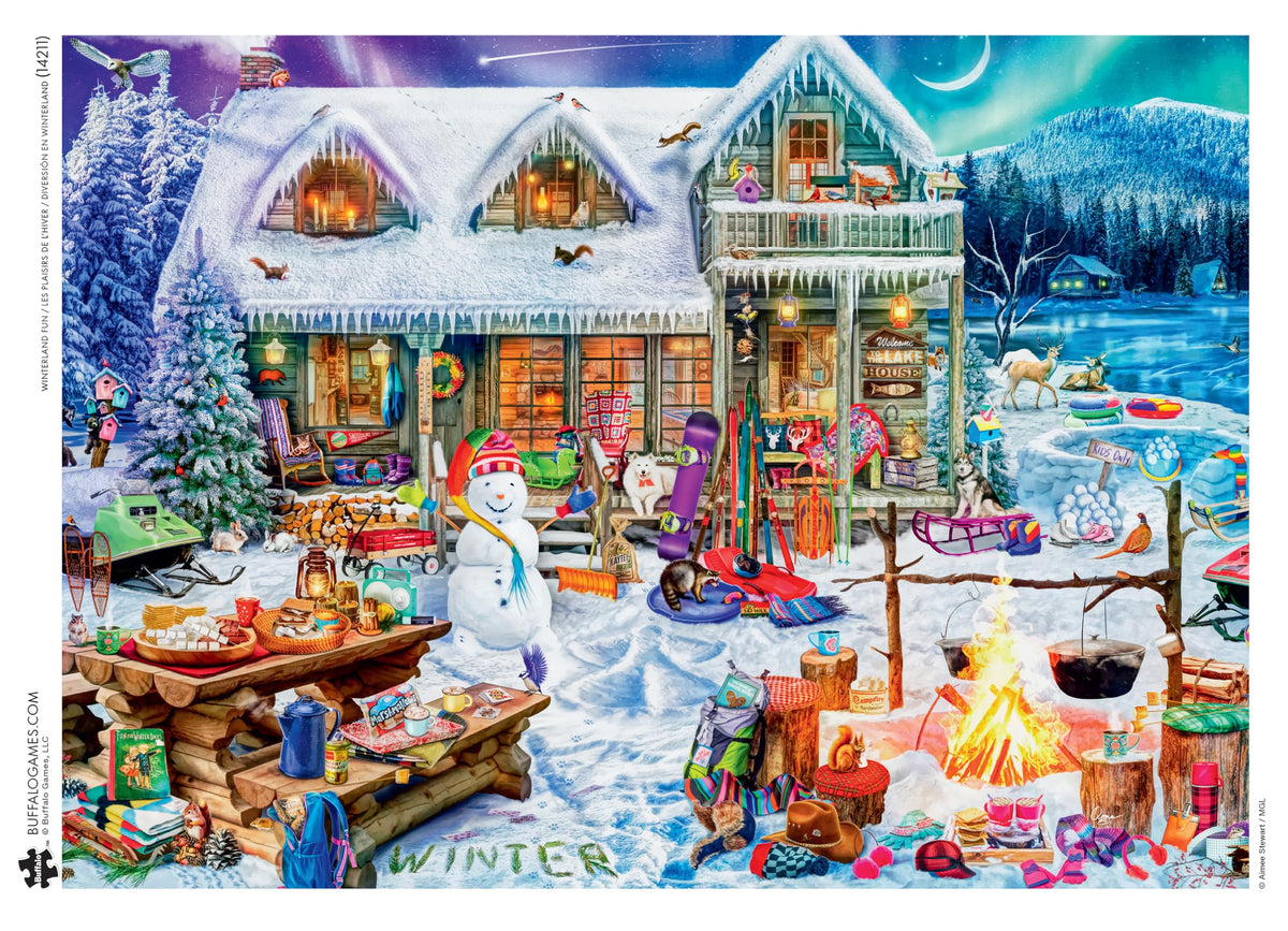 Buffalo Games - Aimee Stewart Winterland Fun 1000-Piece Puzzle in Collectible Tin Case | 26.6 x 19