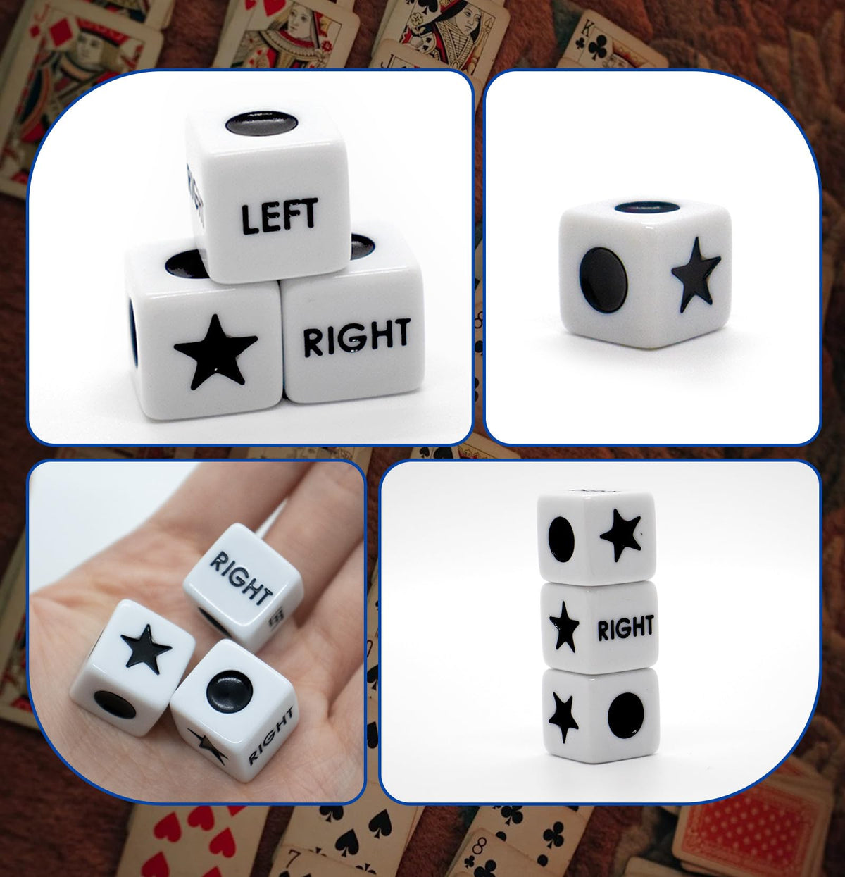 Buffsiss Left Right Center Dice Game Set — Portable 3-Tube Storage for Family & Travel
