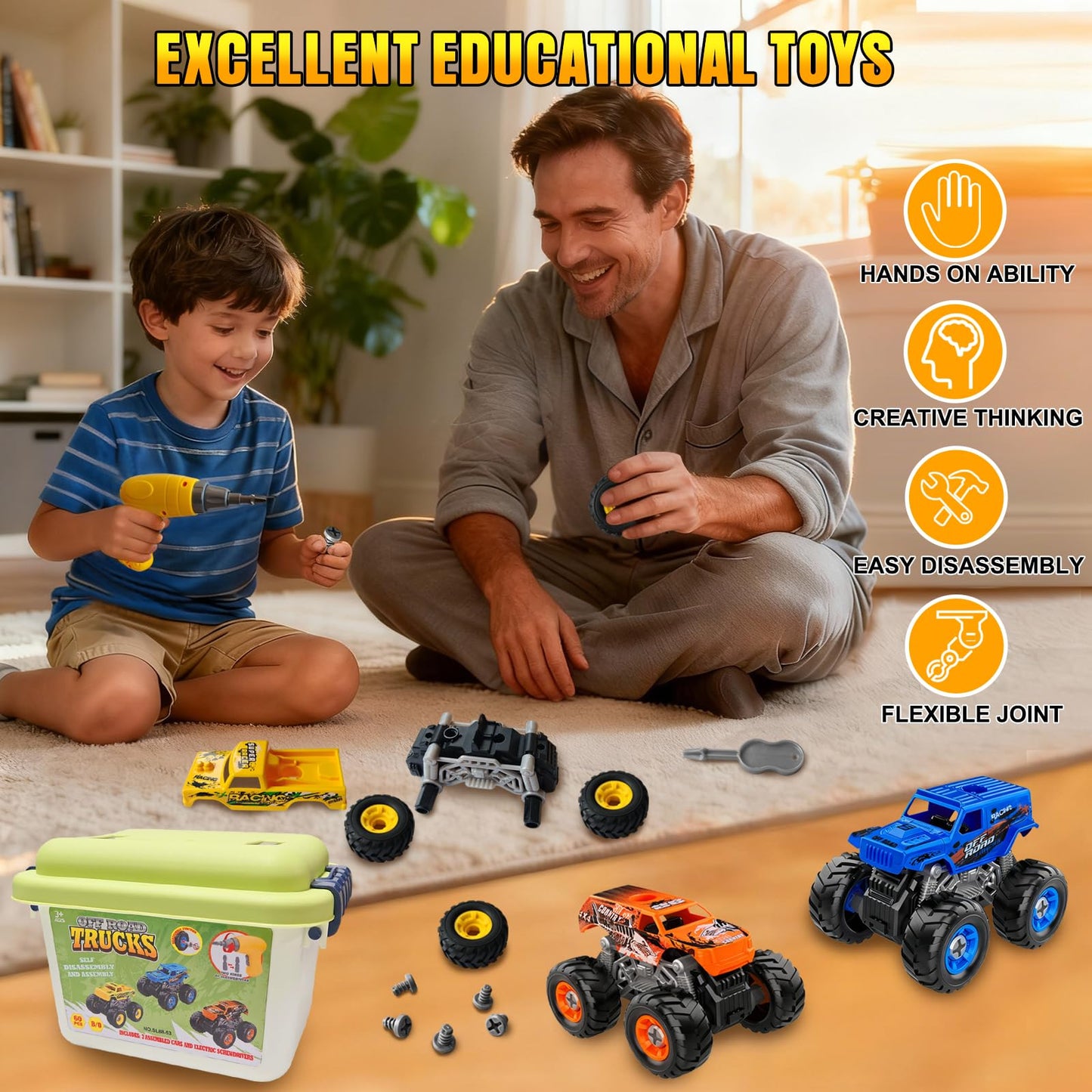Bugrtarey Take Apart Monster Truck Toys for Kids 3-8 – STEM Building Set