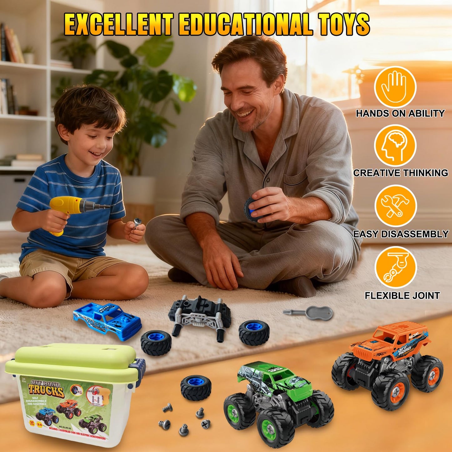 Bugrtarey Take Apart Monster Truck Toys – STEM Building Set for 3–8 Year Olds