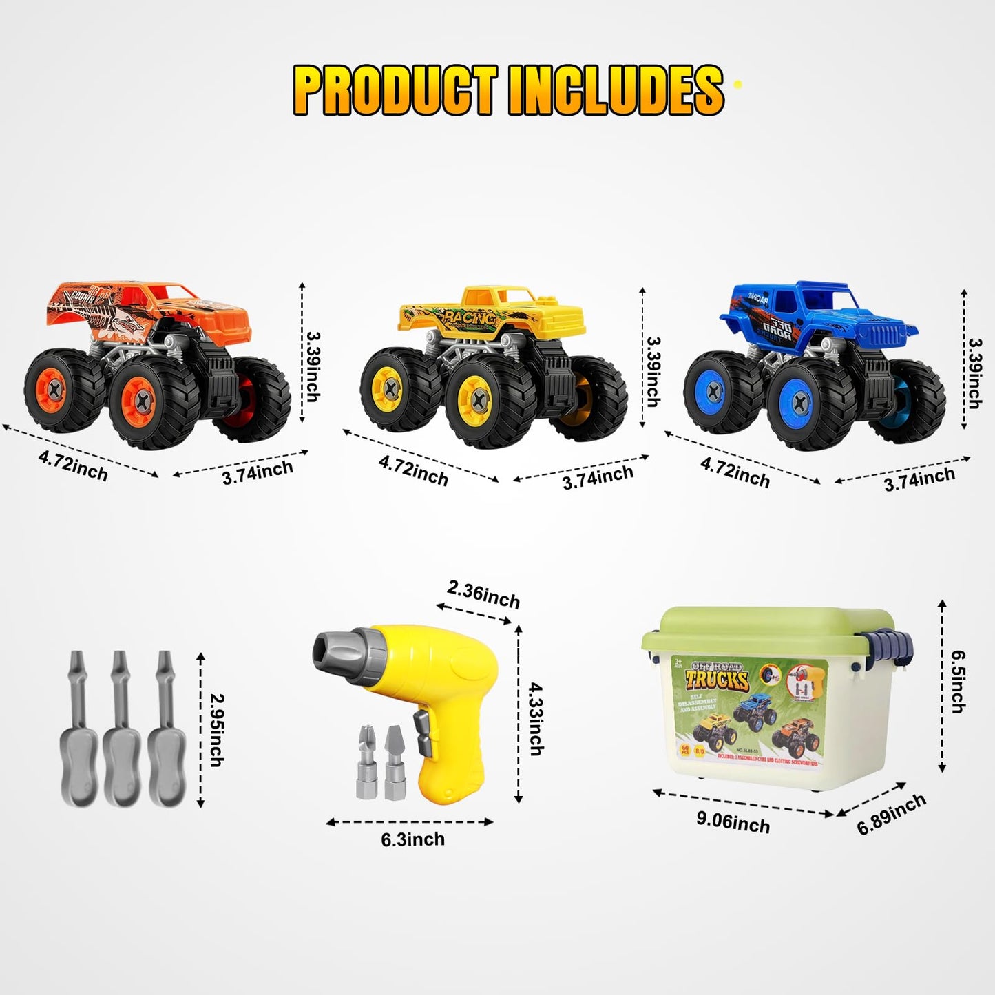 Bugrtarey Take Apart Monster Truck Toys for Kids 3-8 – STEM Building Set