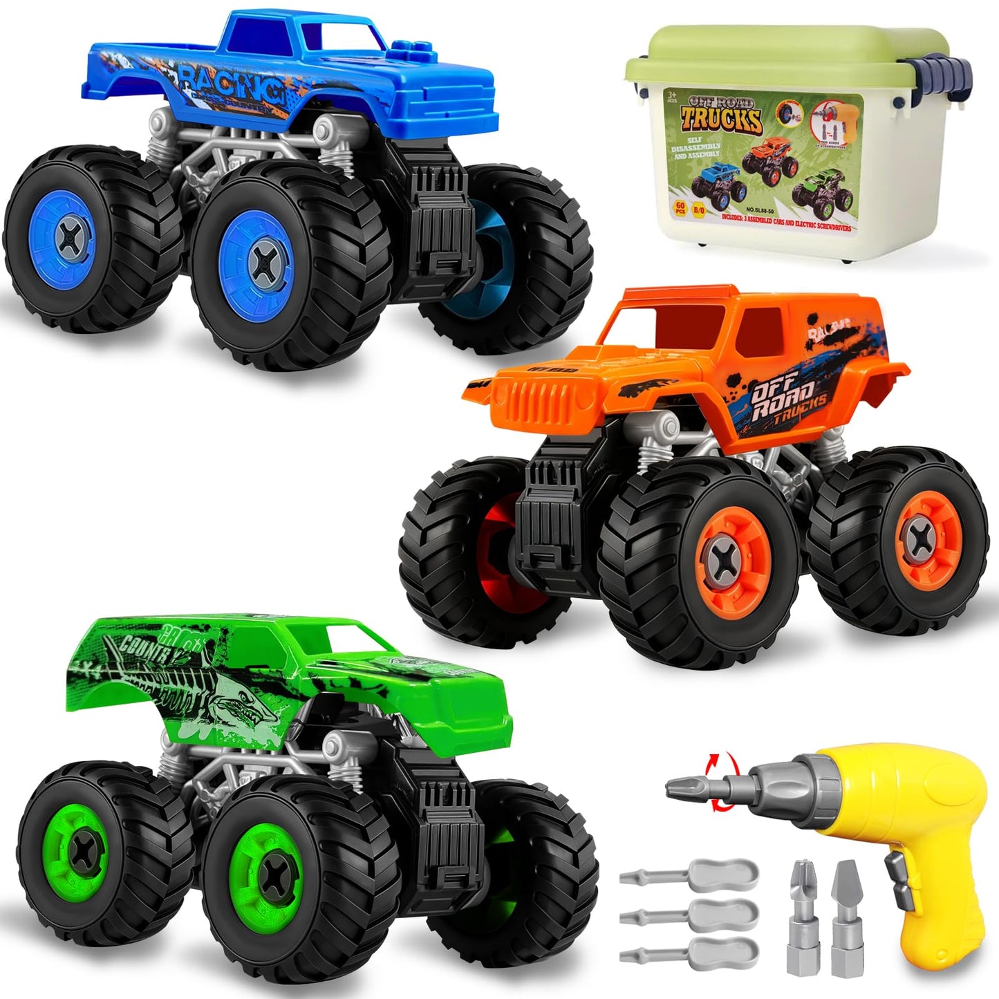 Bugrtarey Take Apart Monster Truck Toys – STEM Building Set for 3–8 Year Olds