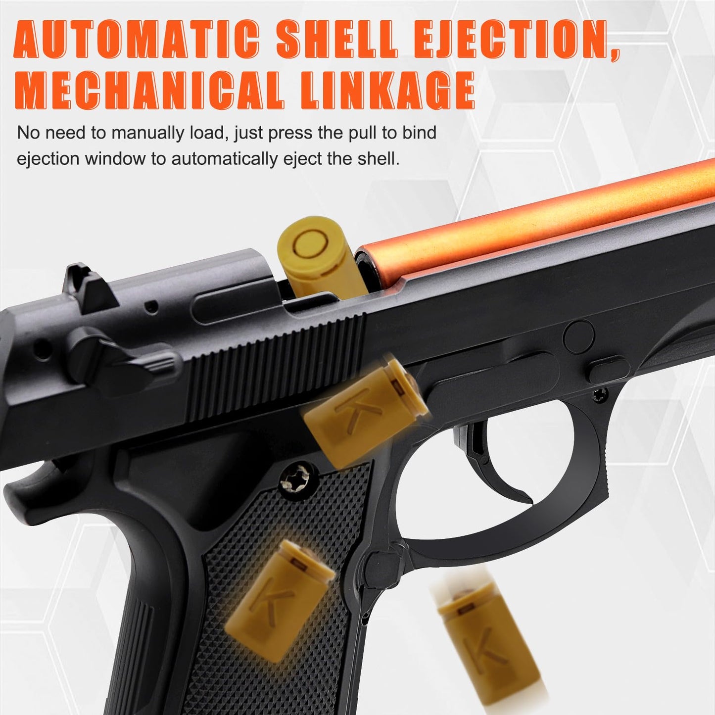 Bugrtey Automatic Shell Ejecting Toy Gun — 26-32FT Range, 2 Modes
