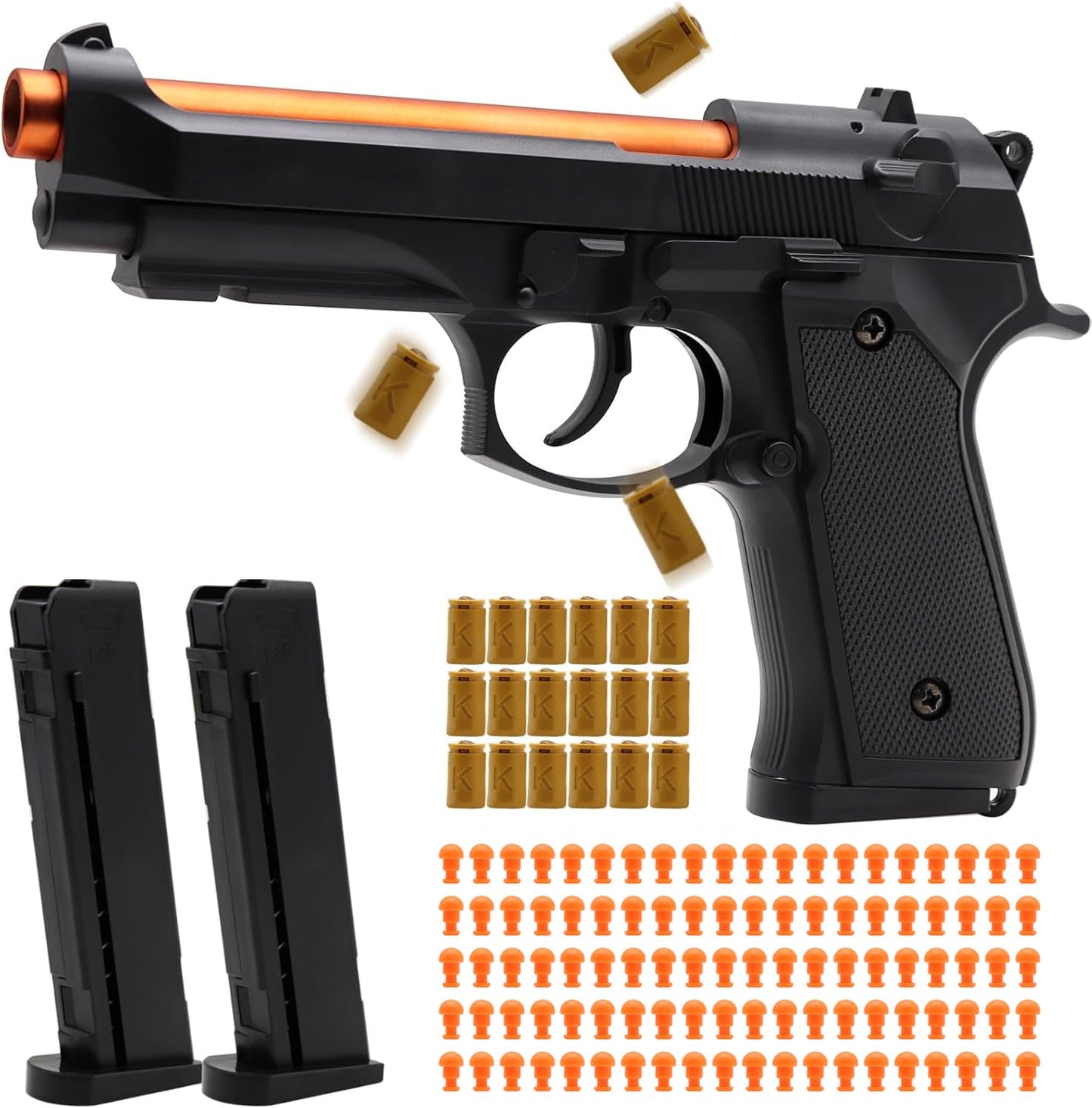 Bugrtey Automatic Shell Ejecting Toy Gun — 26-32FT Range, 2 Modes