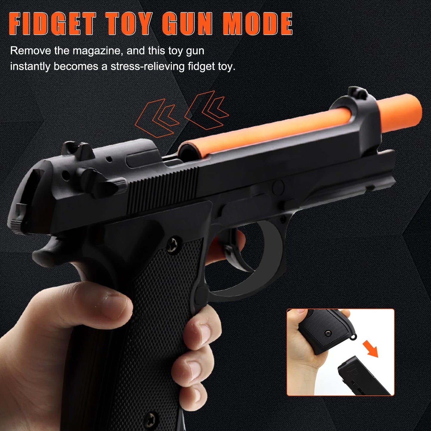Bugrtey Automatic Shell Ejecting Toy Gun — 26-32FT Range, 2 Modes