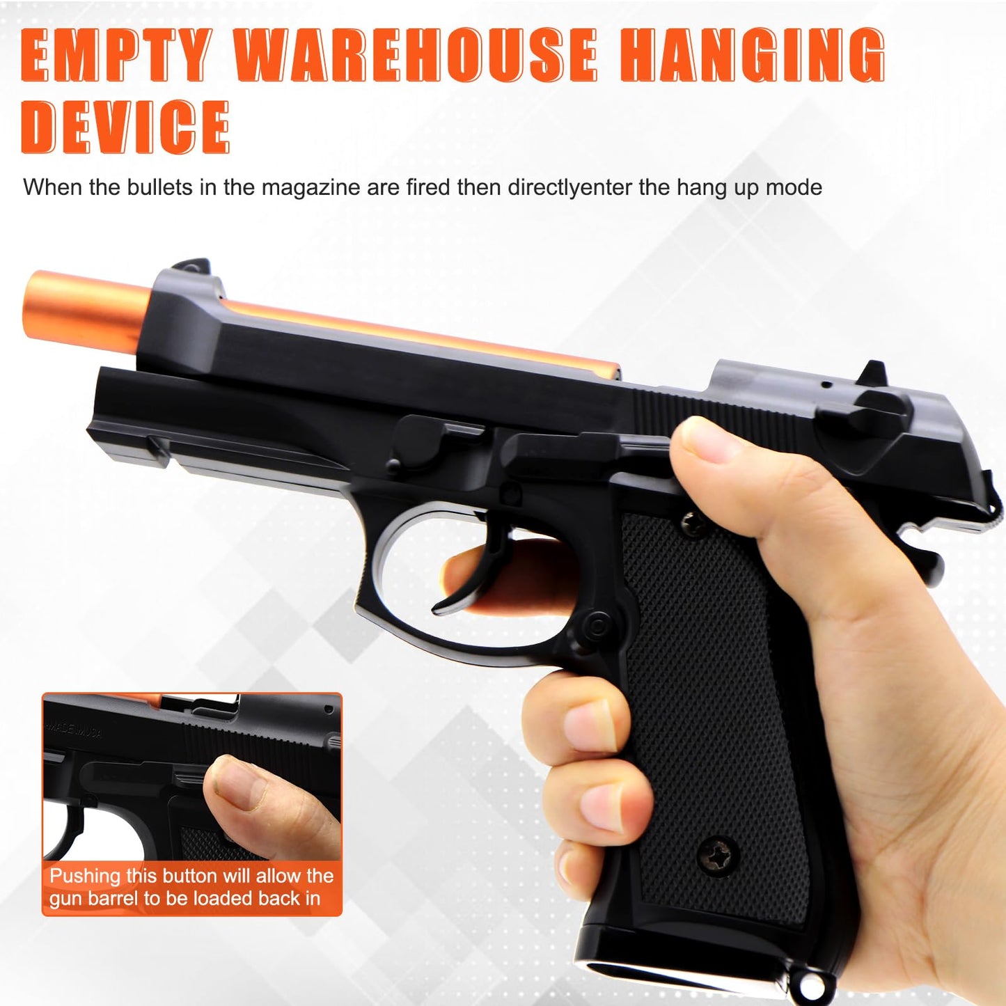 Bugrtey Automatic Shell Ejecting Toy Gun — 26-32FT Range, 2 Modes