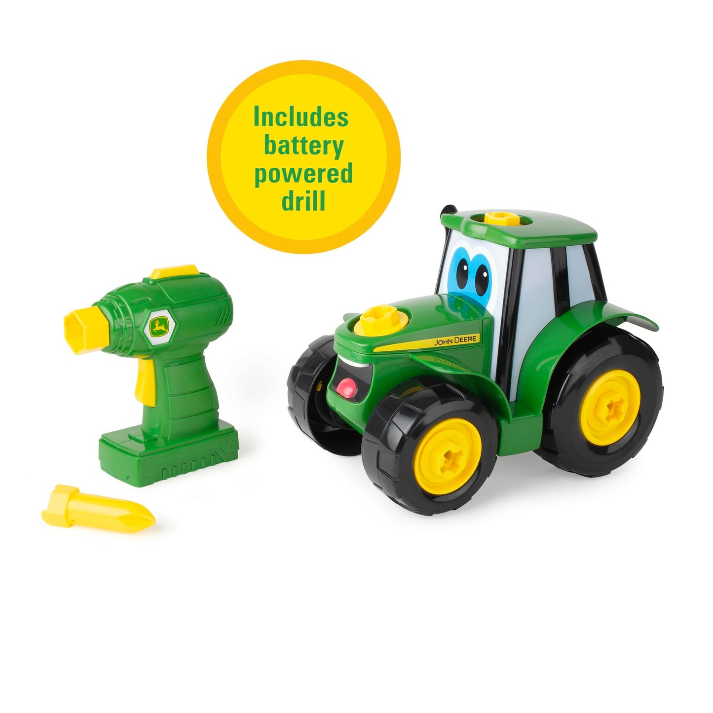 BUILD-A-BUDDY John Deere Tractor Toy & Drill — STEM Take-Apart Toy for Toddlers 3+